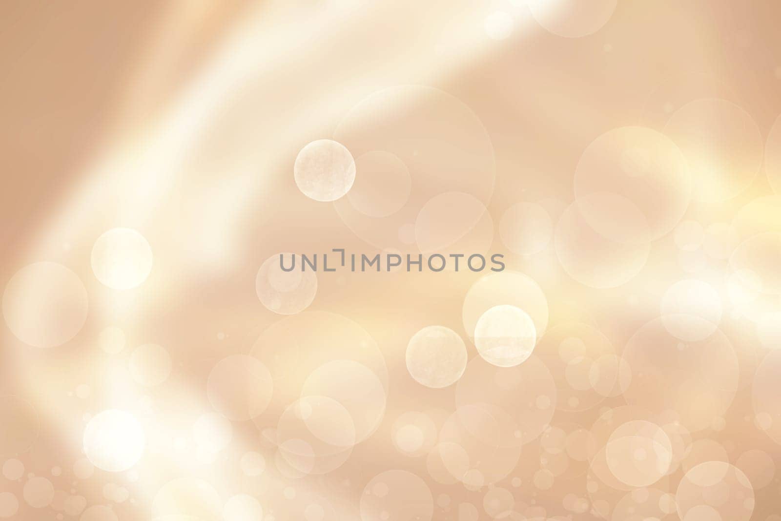 Abstract festive light brown bokeh background texture with colorful circles and white bokeh lights. Beautiful backdrop with space.