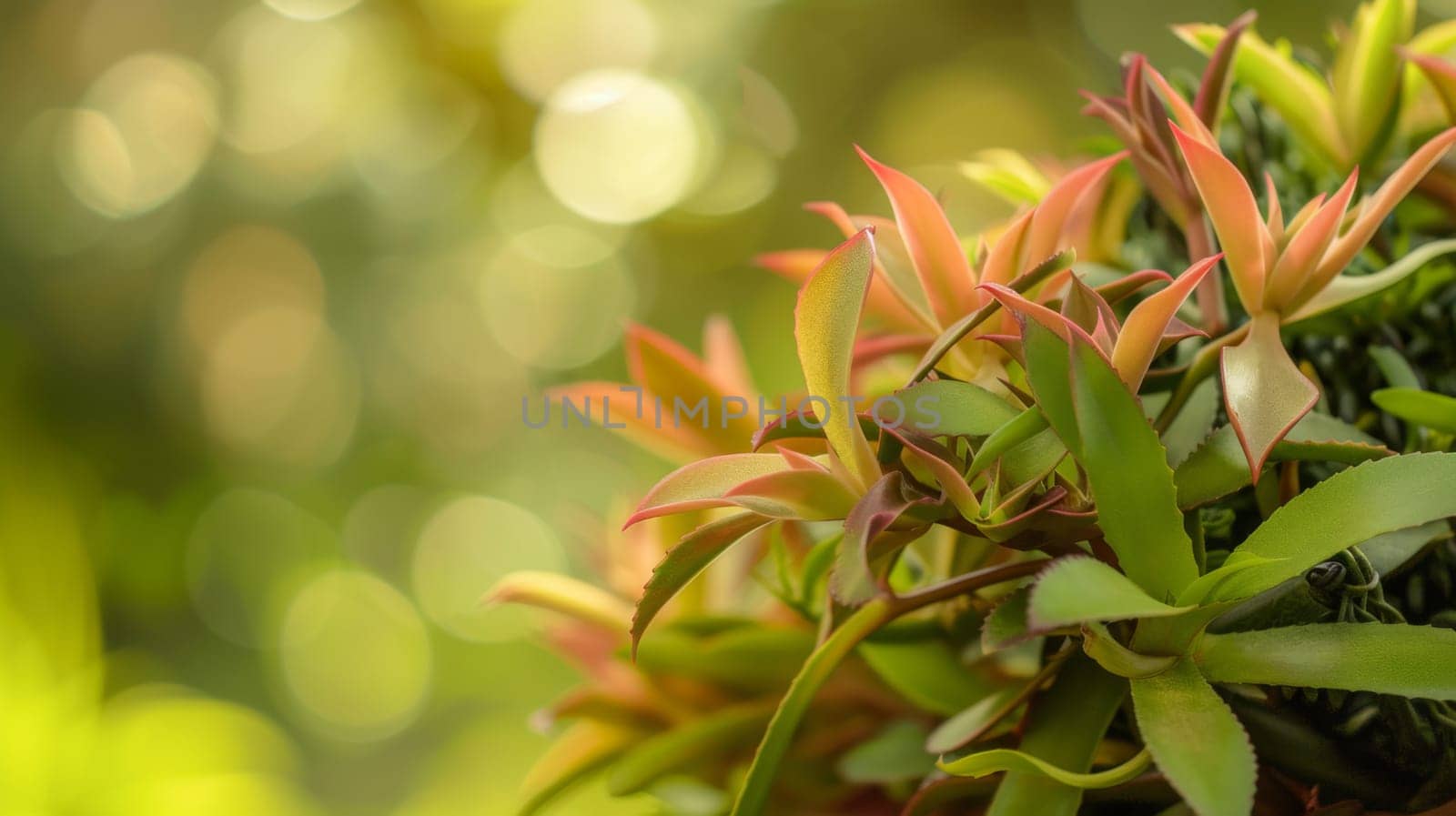 This close-up shot showcases a plant with vibrant green leaves, highlighting its intricate pattern and texture. The leaves are healthy and lush, filling the frame with a sense of growth and vitality.