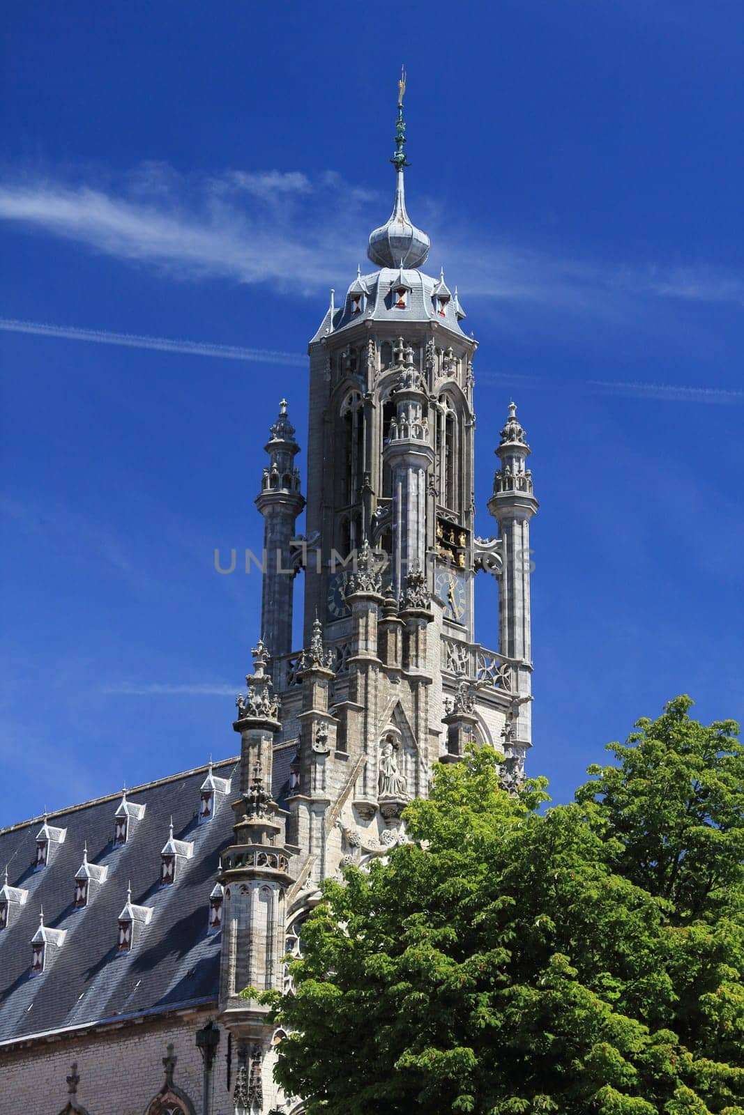 The Town Hall of Middelburg, Netherlands blue Sky in Background