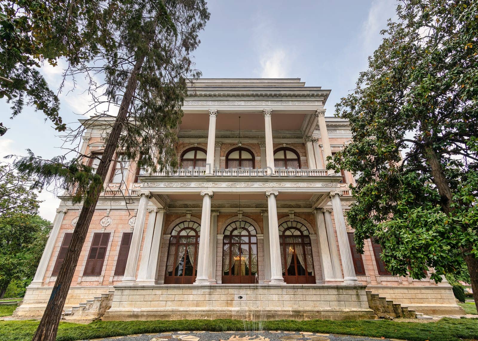 Beykoz Mecidiye Kasri, or Mecidiye Pavilion, an Ottoman palace built in 1845 to be presented to Sultan Abdulmecid by Mohamed Ali Pasha, Governor of Egypt, suited in Beykoz district, Istanbul, Turkey