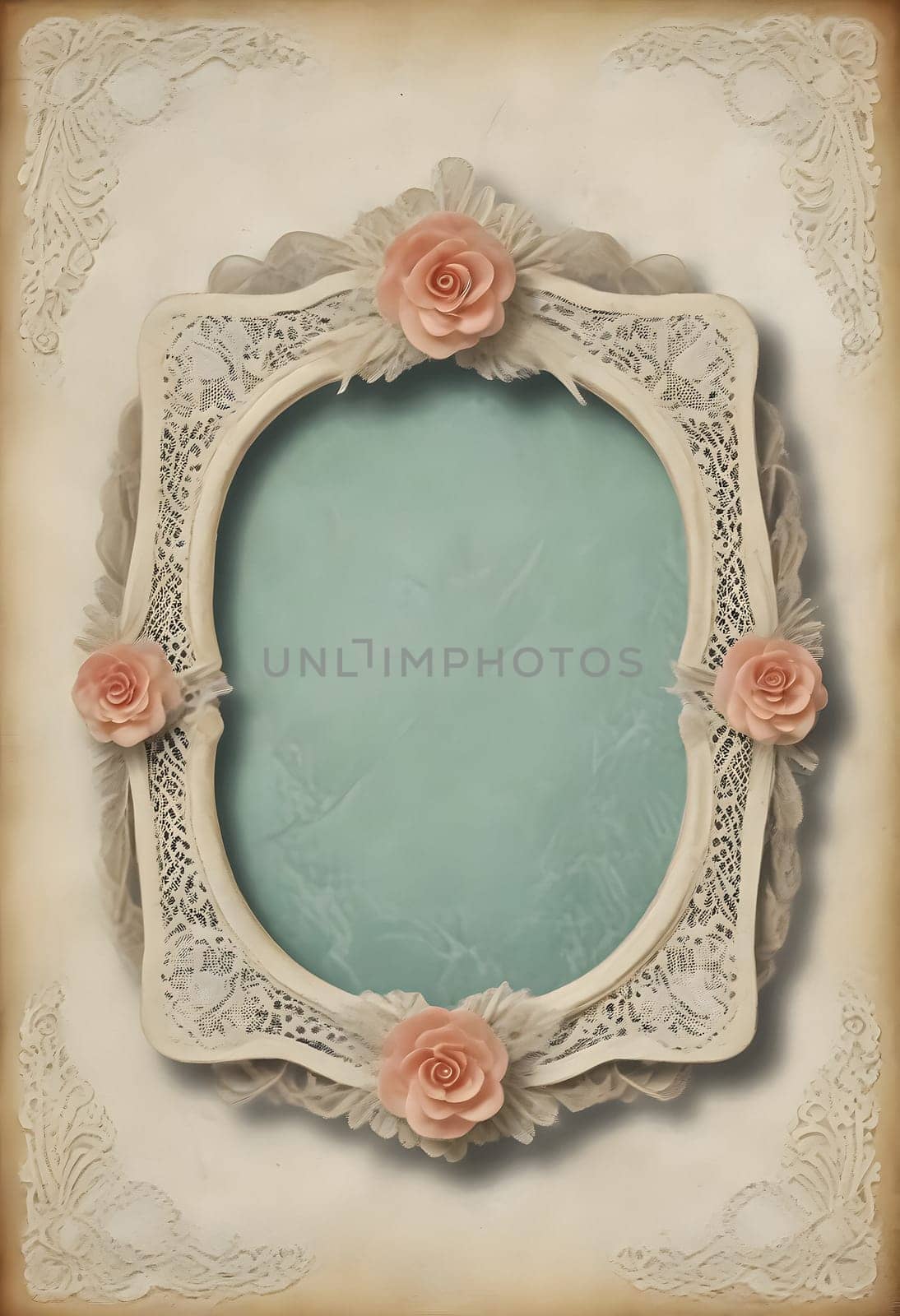 AI generated of vintage frame with roses on it