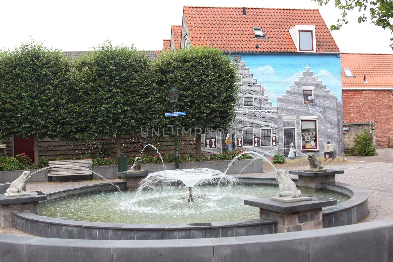 a beautiful graffiti / wall painting of a medieval house in Zierikzee (Zeeland), the Netherlands