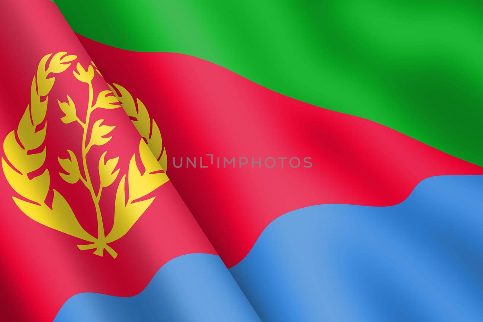 An Eritrea waving flag 3d illustration wind ripple