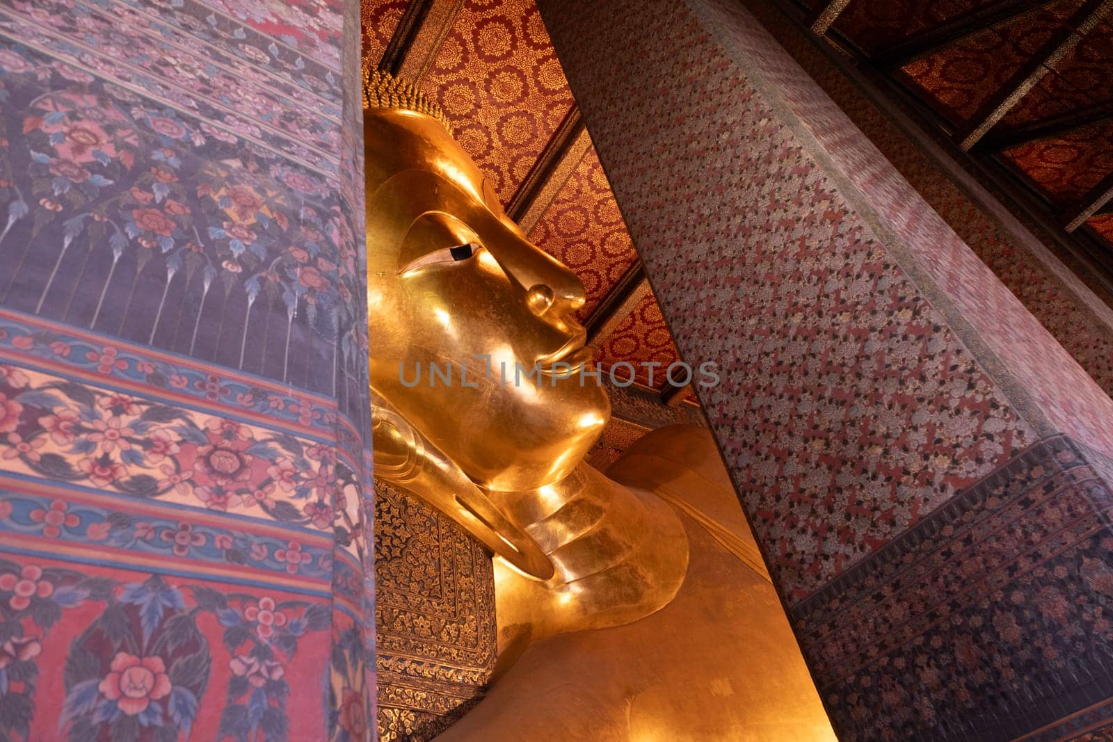 Giant sculpture of a reclining Buddha Wat Pho. Bangkok, Thailand)  Bangkok, Thailand
