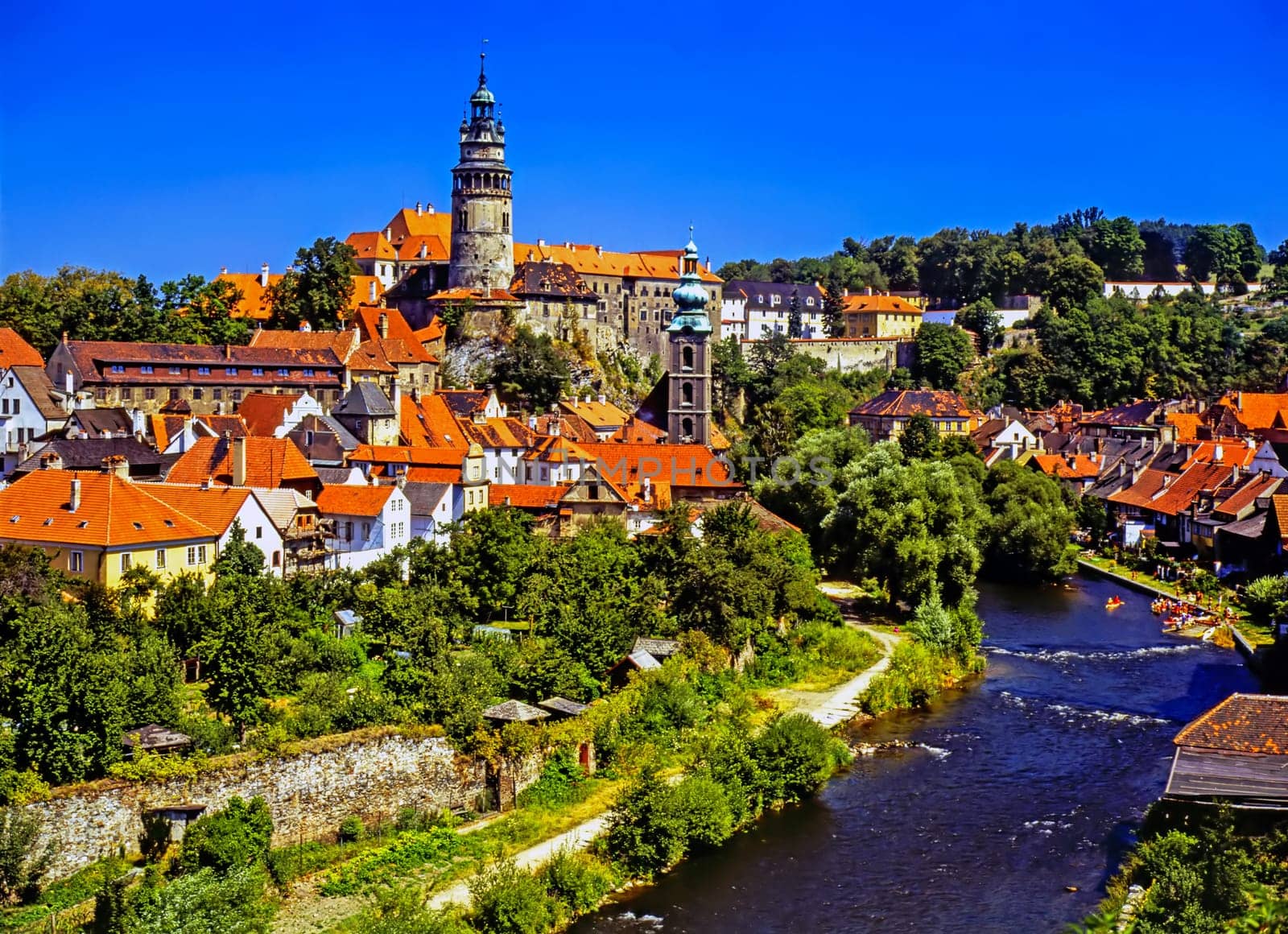 Cesky Krumlov with river and castle in Czech Republic