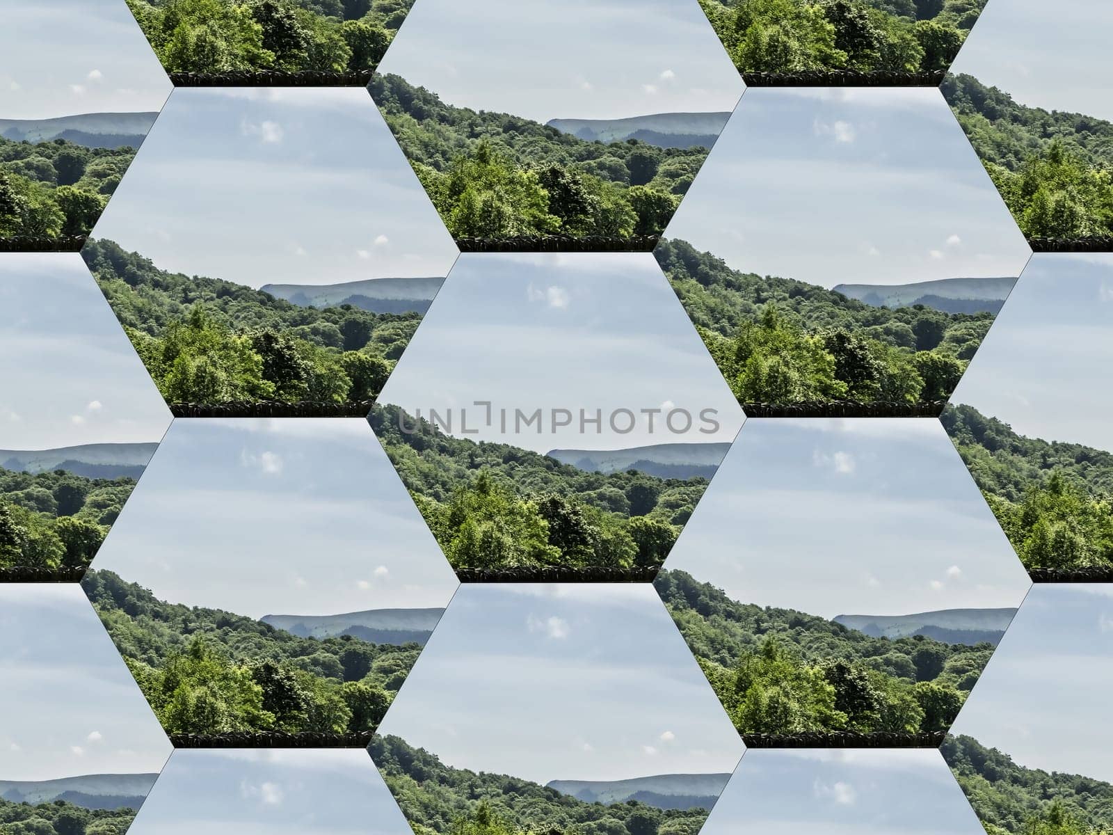 Digital Illustration Landscape Mosaic Pattern