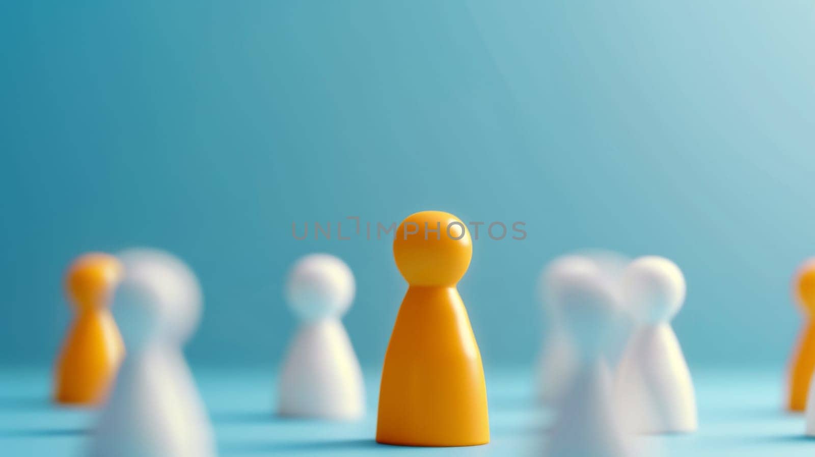 A collection of small yellow and white figurines gathered together in a cluster. Each figurine displays intricate details and unique features, adding character to the group. The figurines are arranged closely, creating a visually interesting composition.