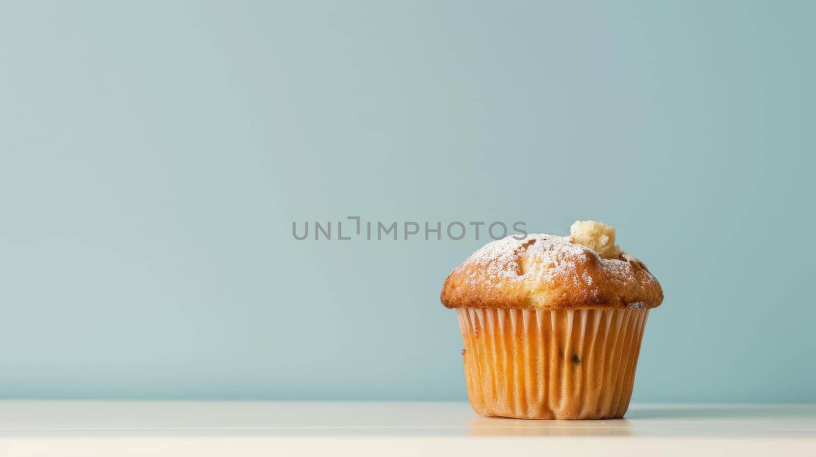 A muffin with a noticeable bite mark on one side, revealing the fluffy texture and crumbly interior. The golden-brown crust contrasts with the soft center, creating an inviting sight.