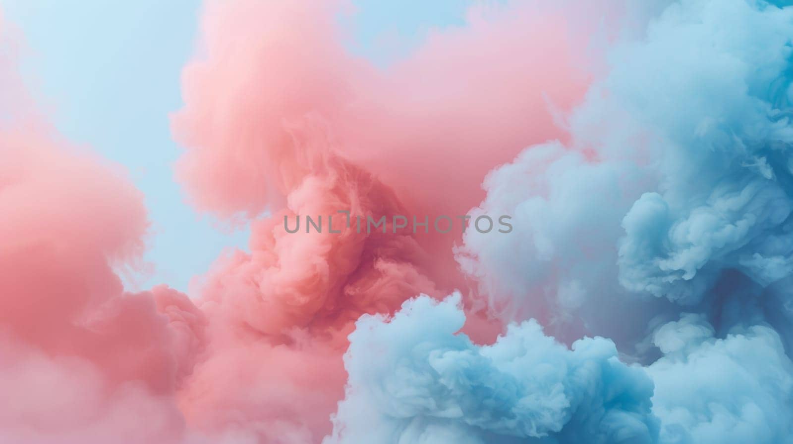 A pink and blue cloud is visible against the pale blue sky, adding a burst of color to the horizon. The cloud floats effortlessly, creating a striking contrast with its surroundings.