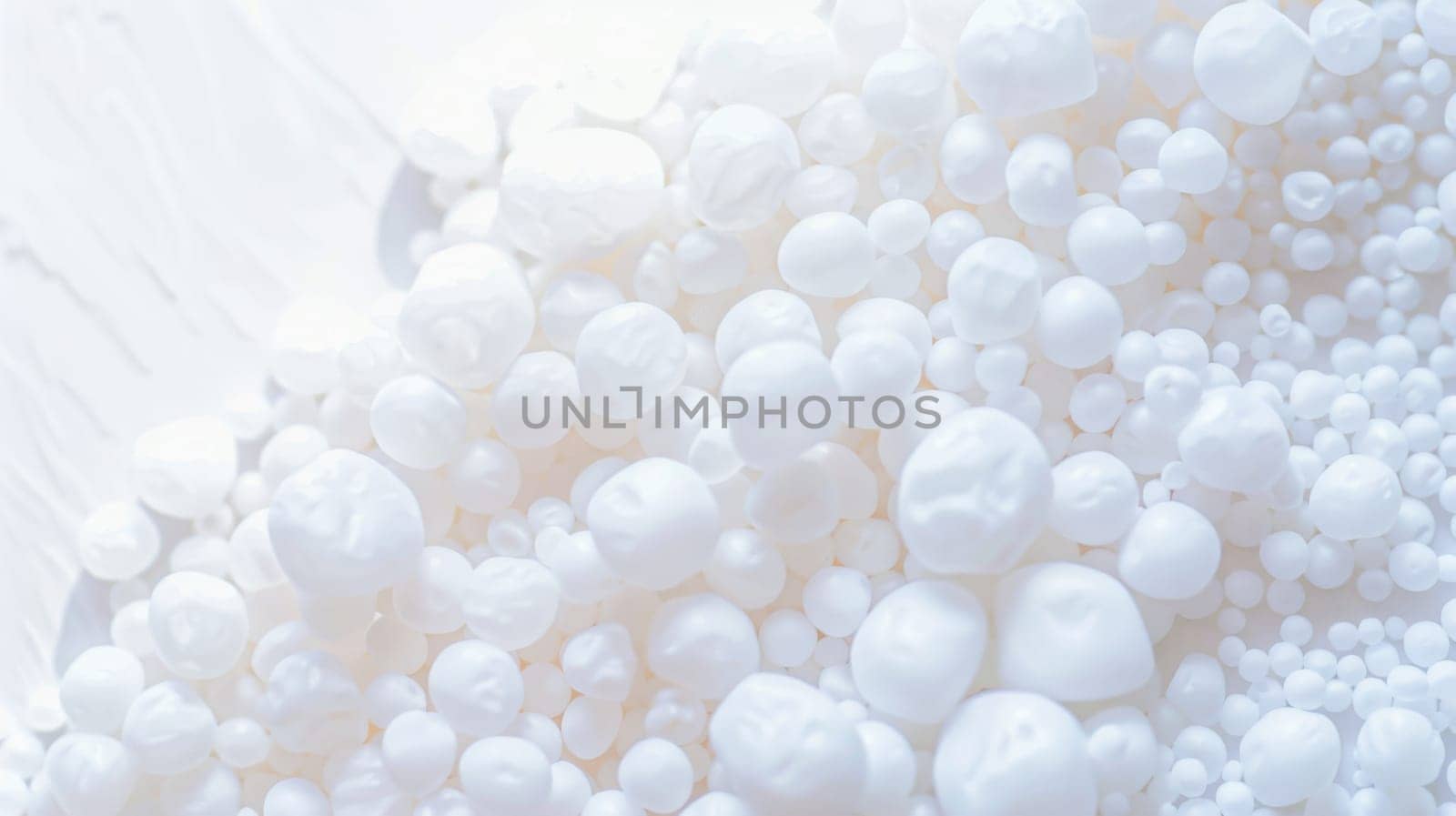 A multitude of bubbles of various sizes fills the air, rising and swirling in a dynamic display. The bubbles reflect light as they move, creating a mesmerizing sight.