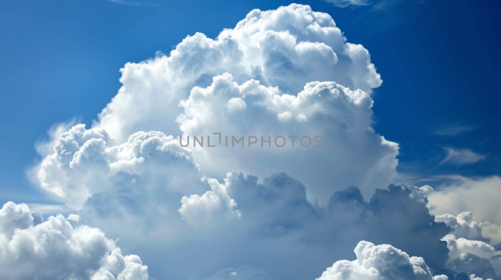 A large cloud dominates the sky above a flat landscape, casting shadows on the ground below. The scene is simple yet striking, with the cloud drawing the viewers attention towards the vast expanse of the sky.