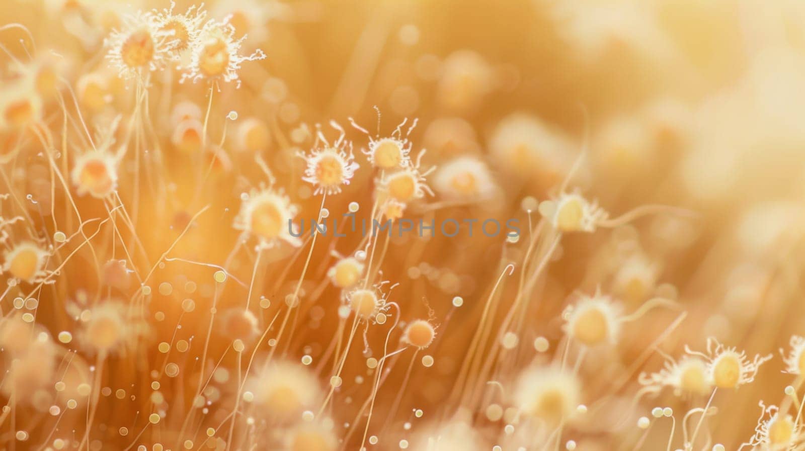 A cluster of dandelions basking in the sunlight on a clear day, showcasing their bright yellow petals and delicate stem details. The scene conveys the vibrancy of nature in a close-up perspective.