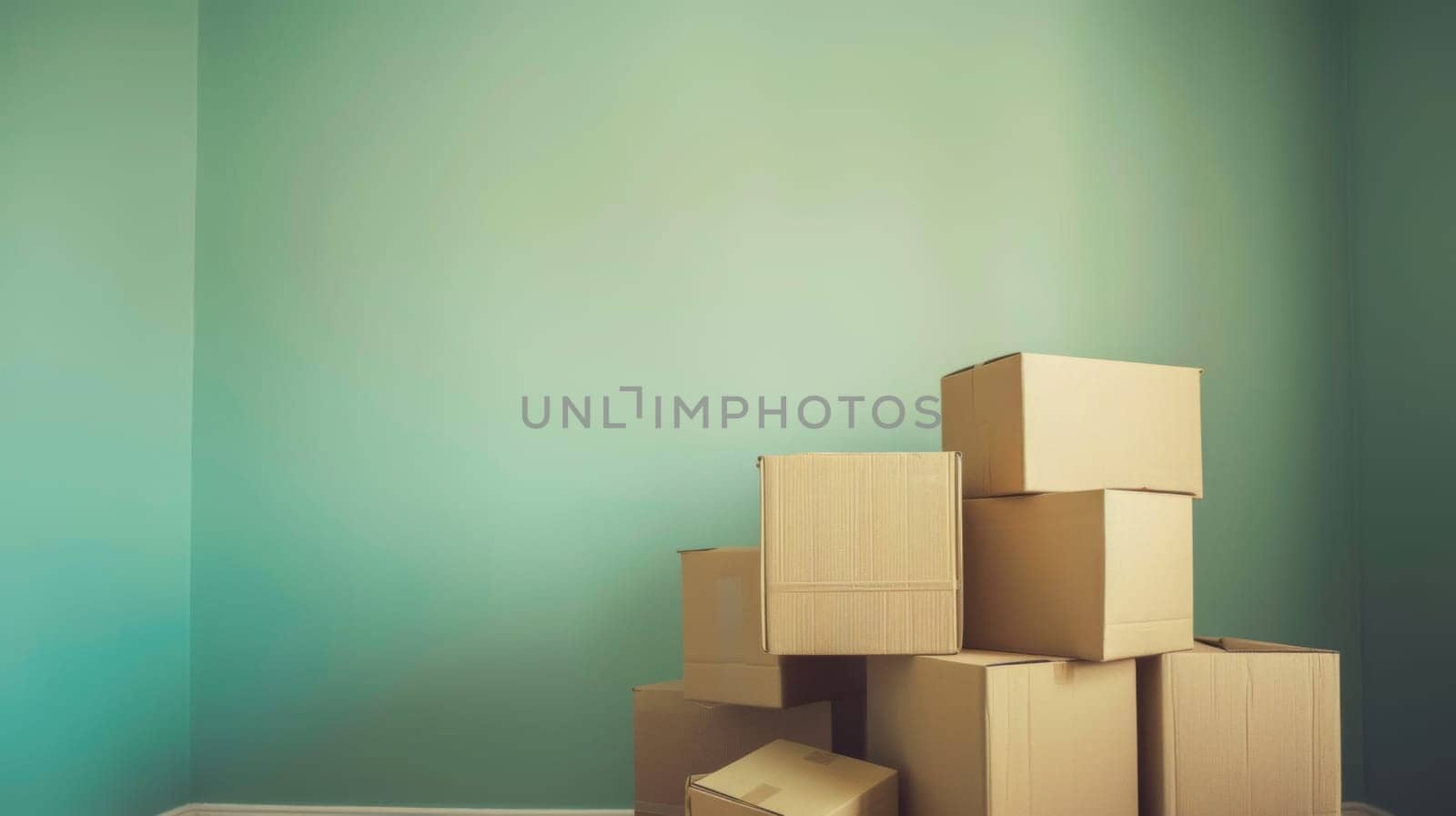 A stack of cardboard boxes scattered atop a plain floor, creating a cluttered and chaotic scene in an indoor setting.