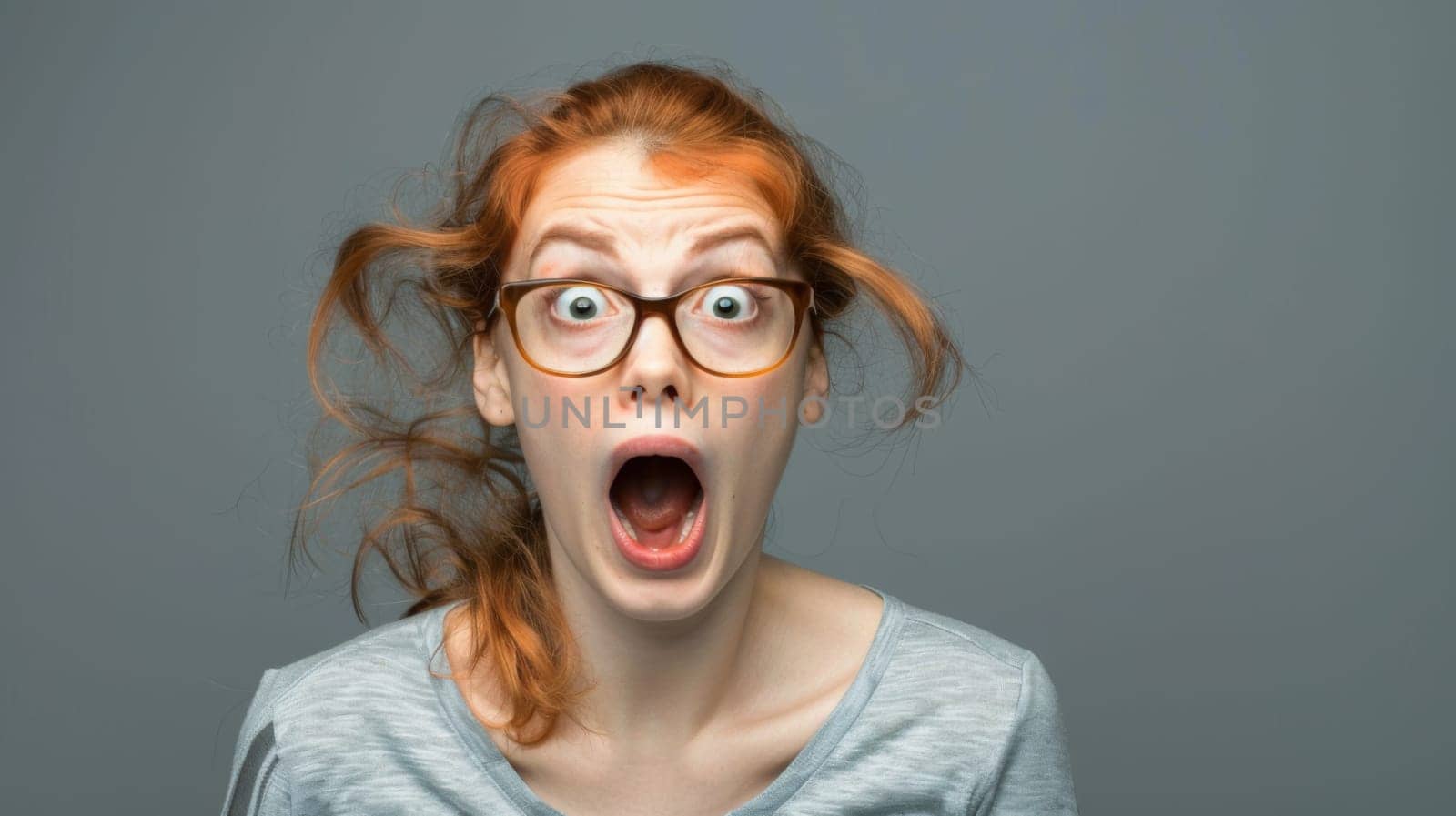 A woman with glasses is shown making a surprised expression, her eyes widened and mouth slightly agape. The surprise is evident on her face as she reacts to unexpected news or events.