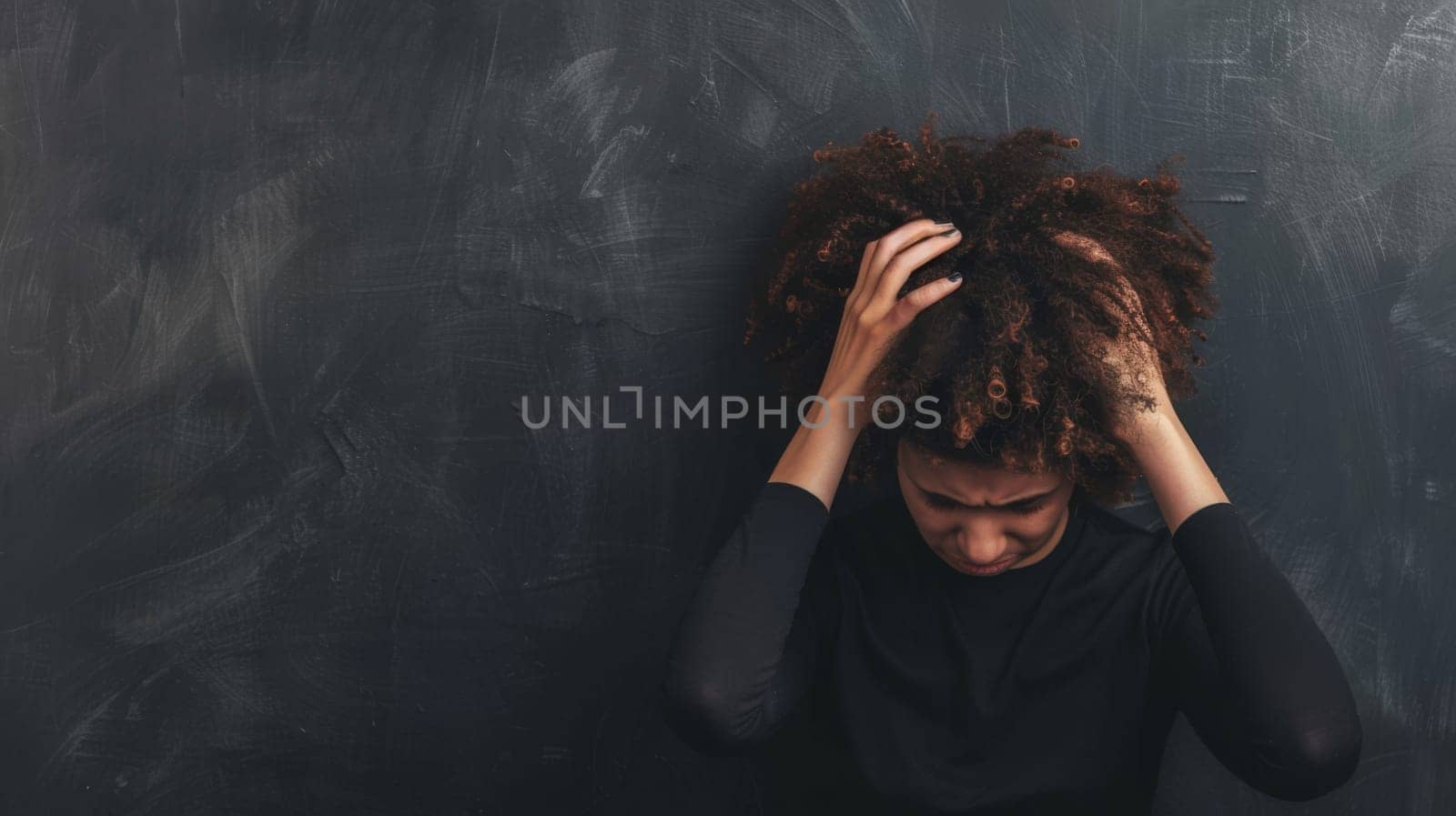 A man with dreadlocks stands confidently in front of a blackboard, possibly a teacher or presenter engaging with the audience. He appears focused and knowledgeable, ready to share information.