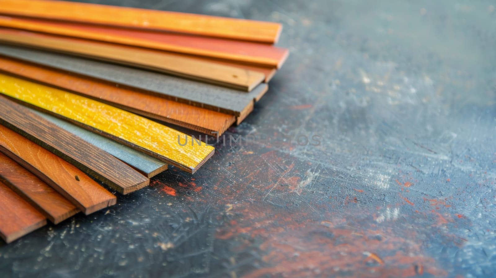 A detailed close-up shot showcasing a range of different wood planks with varying colors, grains, and textures. Each plank features unique characteristics, knots, and patterns, highlighting the diversity of natural wood materials.