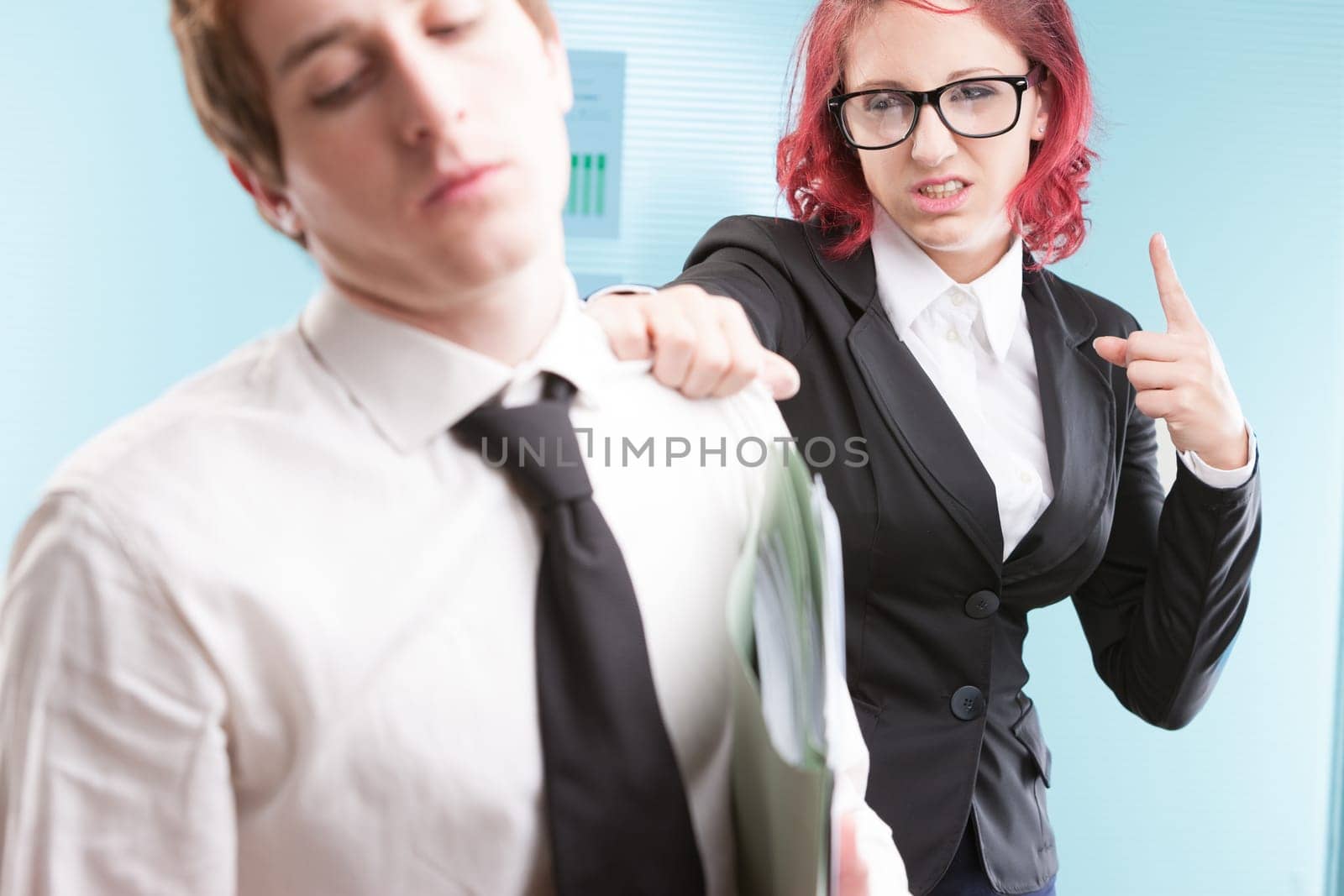 Inappropriate behavior from a female boss towards a male employee. Uncontrolled anger is a workplace issue