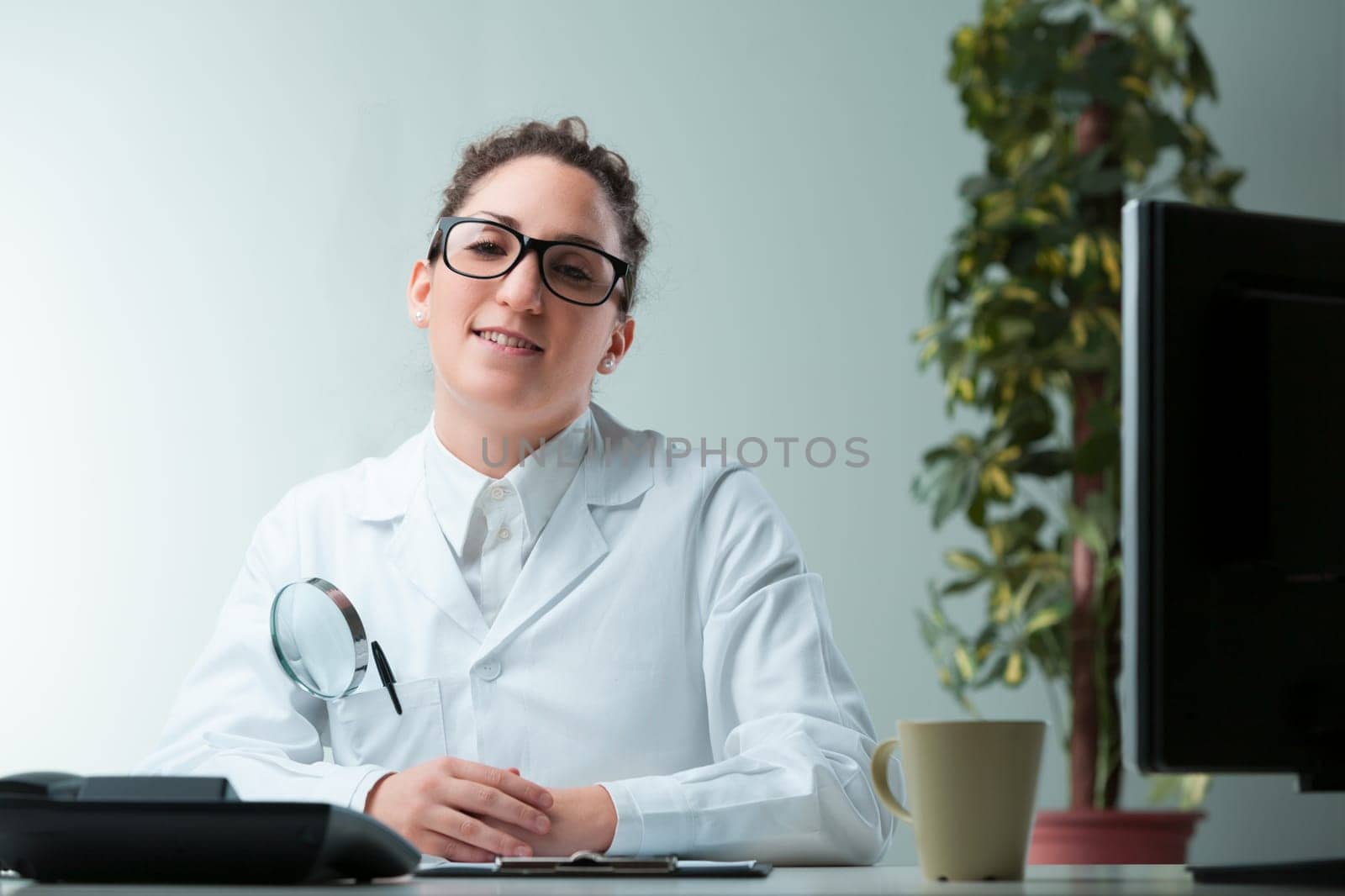 Clearly irritated by fake scientific claims, a scientist with dark glasses remains dedicated to genuine research, concerned about the harm misinformation can do