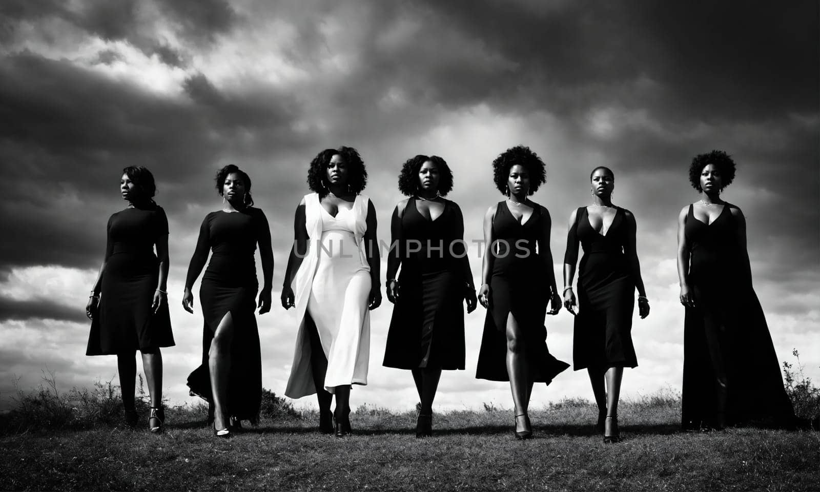 Group of african american women posing in studio. Fashion shot. ai generative.