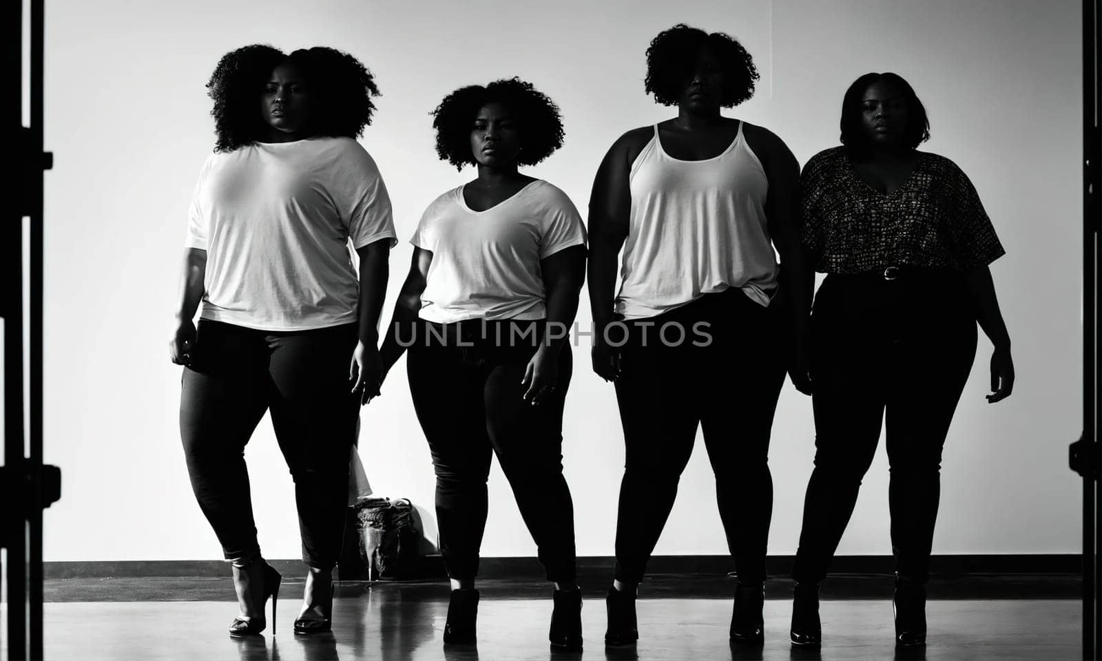 Group of african american women posing in studio. Fashion shot. ai generative.