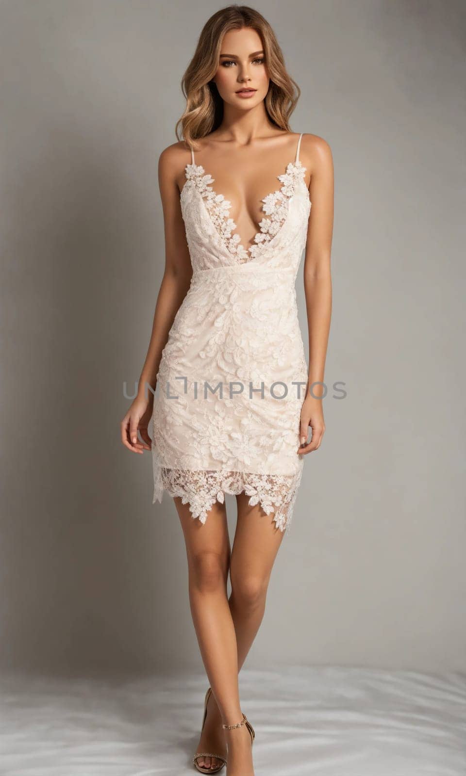 mini dress with low neckline on a mannequin. ai generative.