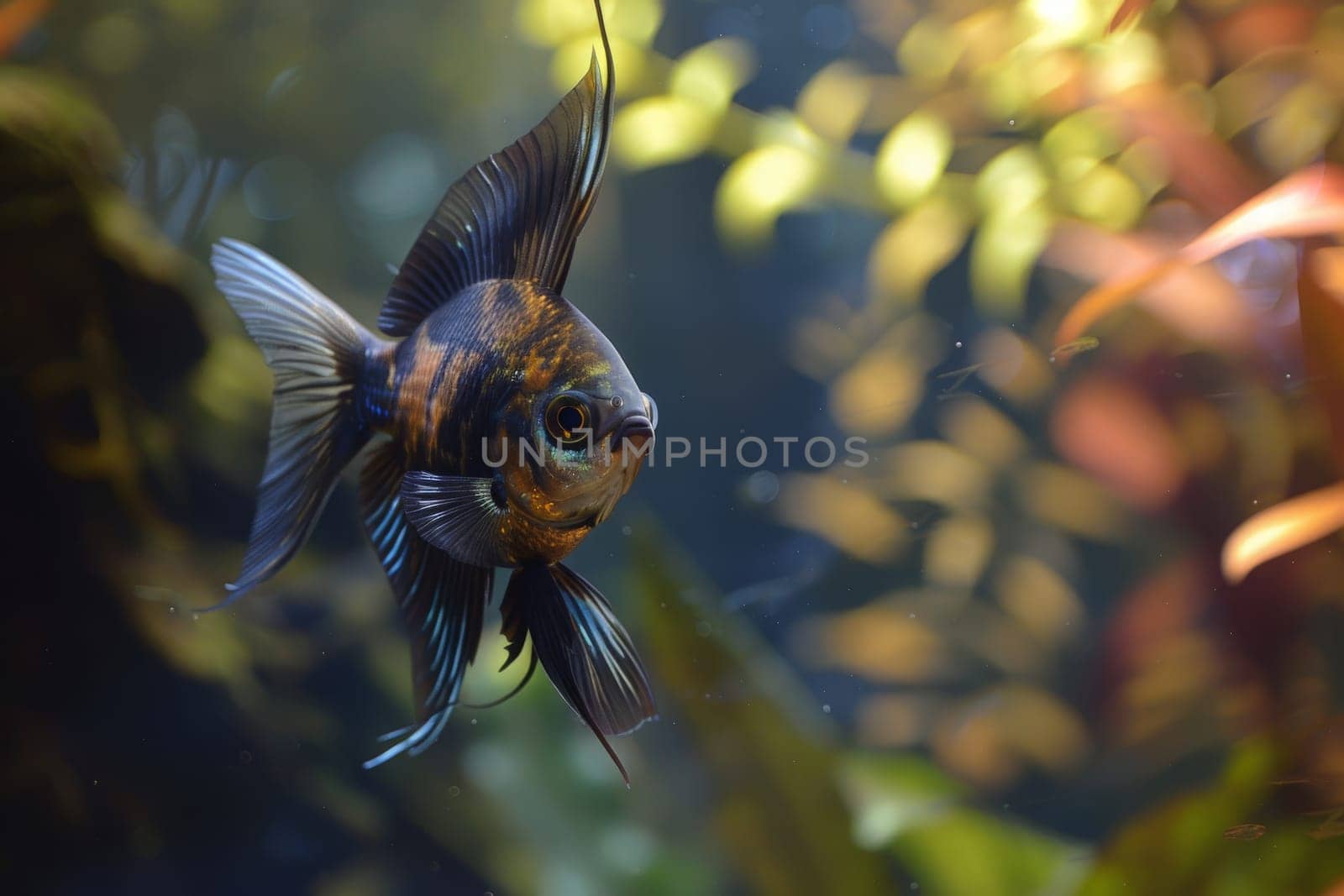 A sleek silver fish gracefully swims through glistening water, its scales reflecting the sunlight in a mesmerizing display of fluid motion.