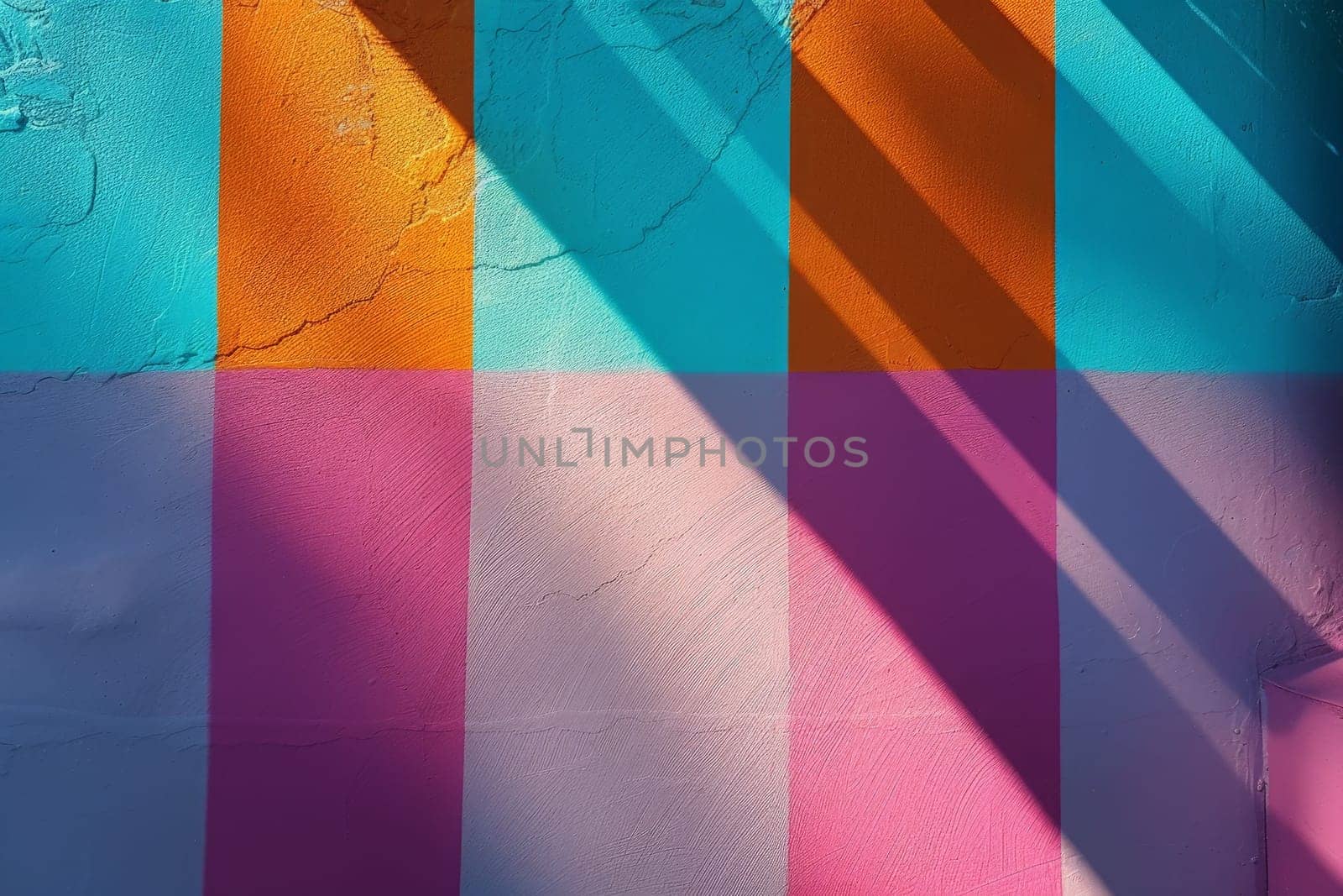 A multicolored wall is illuminated, casting a striking shadow on its surface, creating a mesmerizing and dynamic visual display.