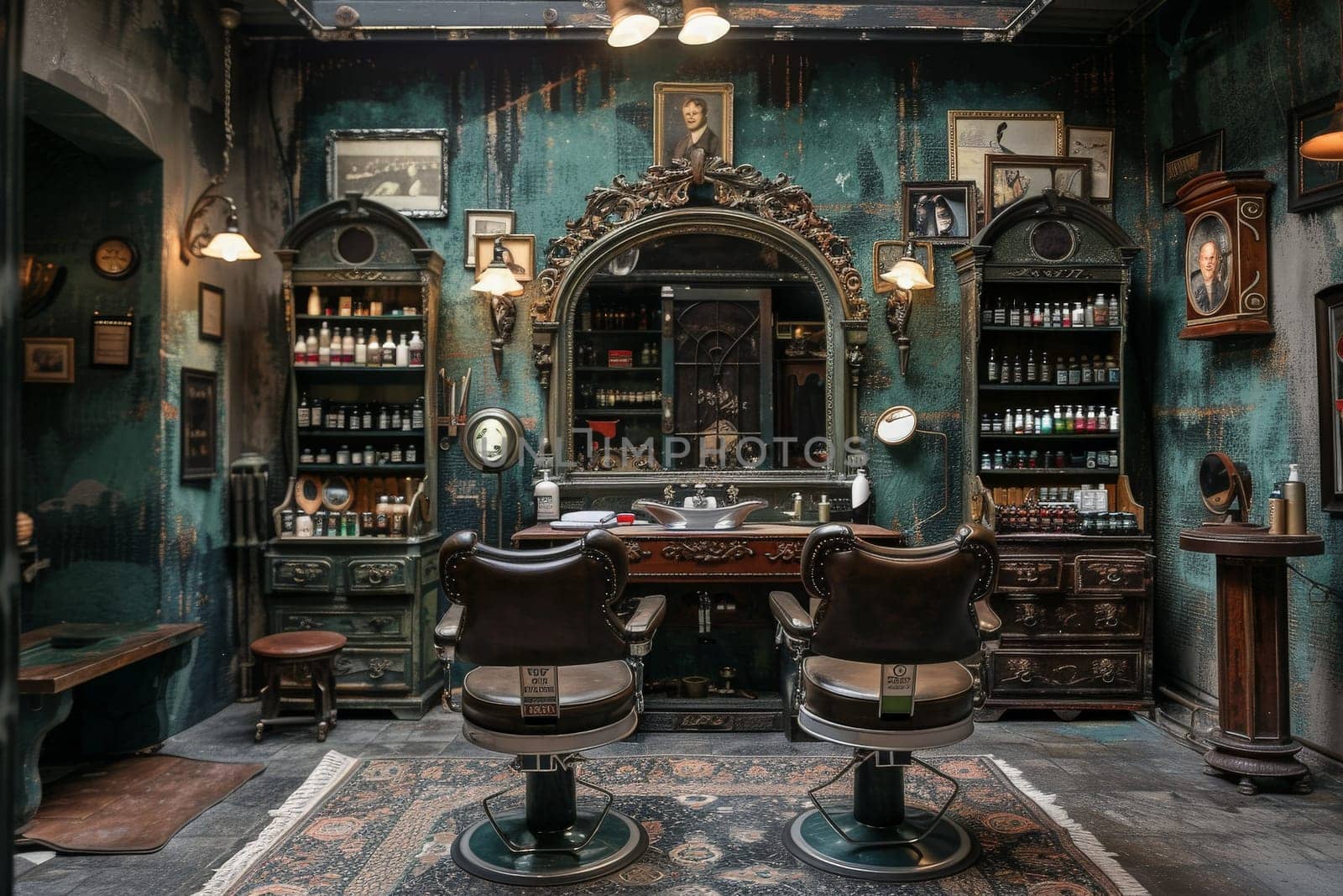 A barber shop featuring two chairs and a mirror, where expert barbers provide grooming services to clients.