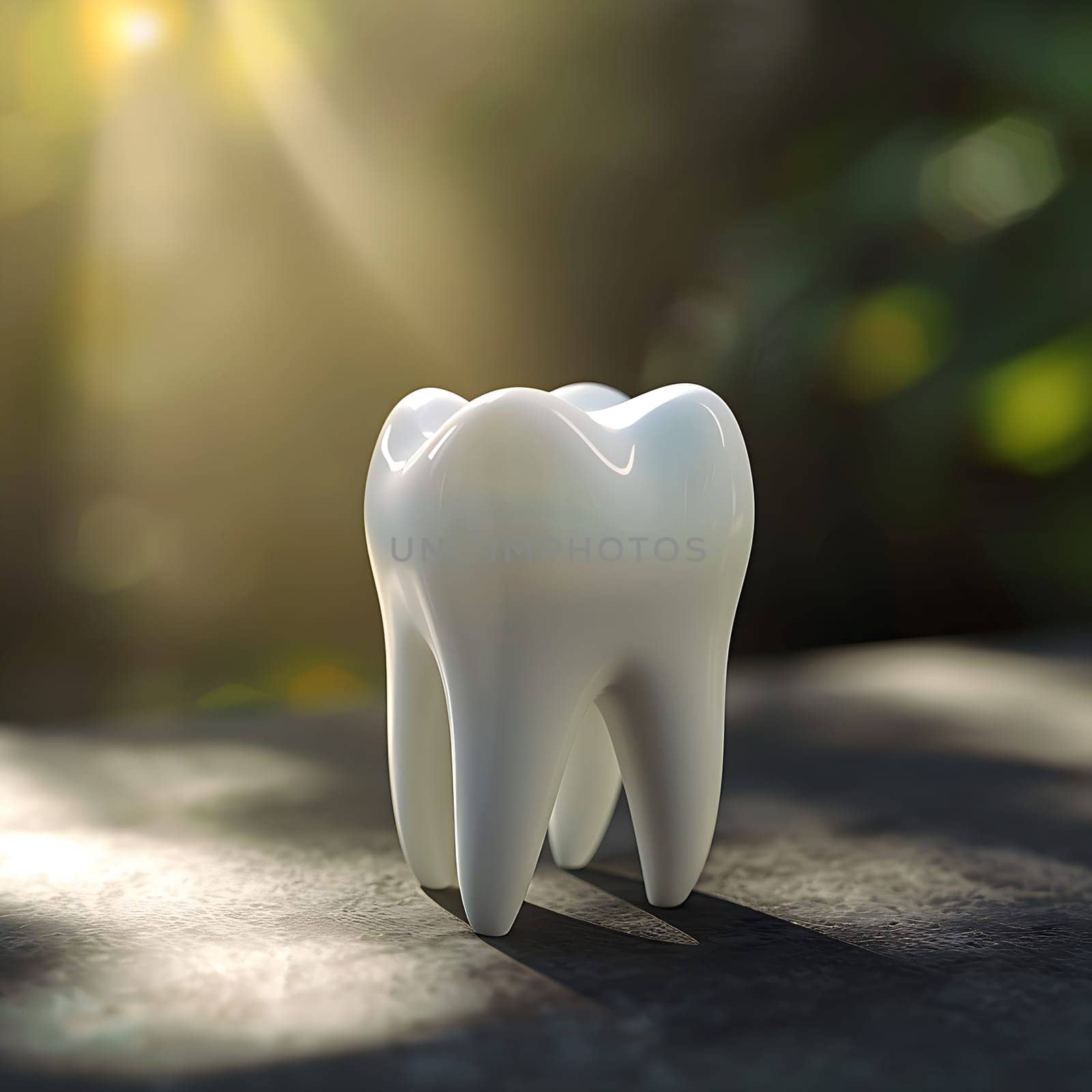 Symbolic image for dentist with a white plastic tooth generated by artificial intelligence