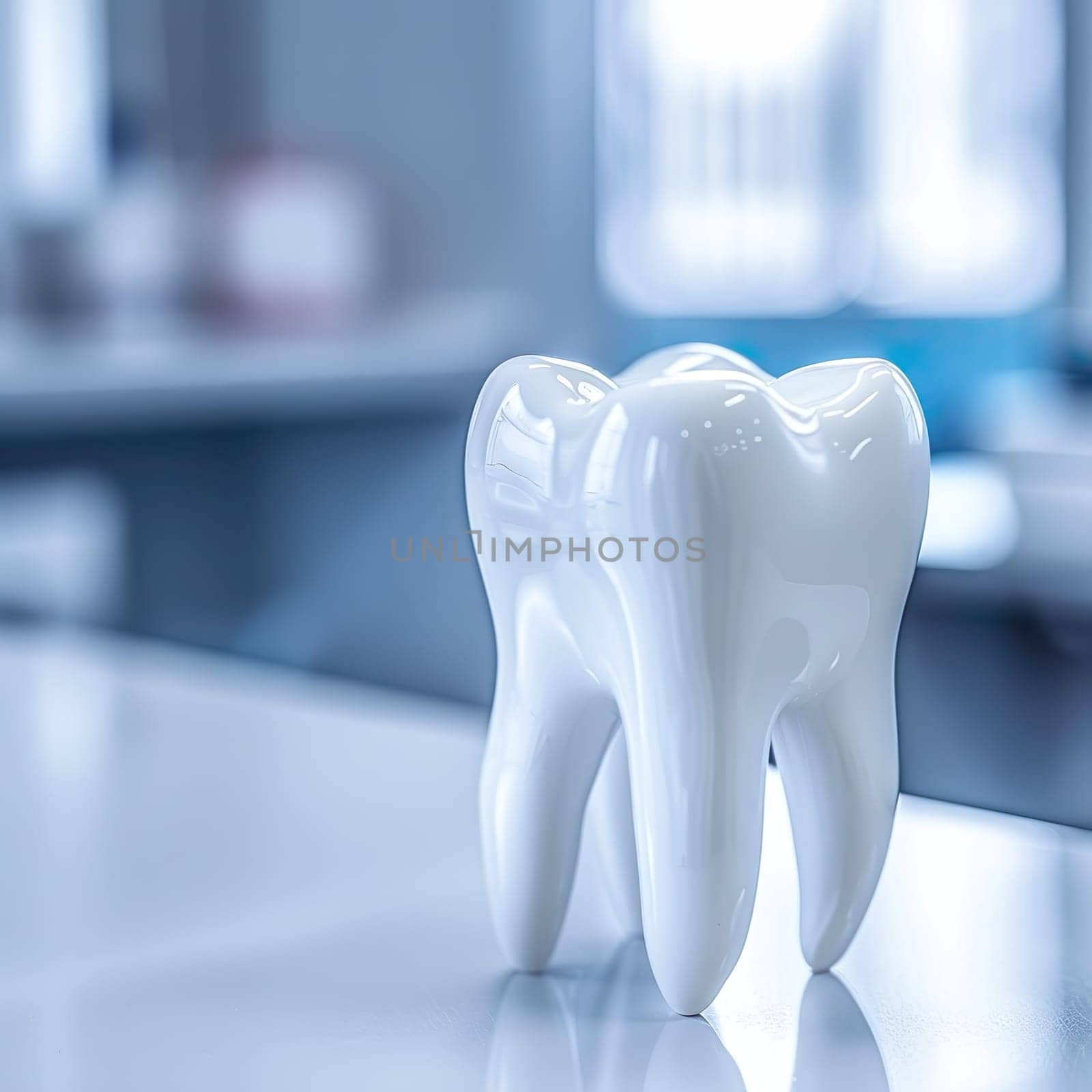 Symbolic image for dentist with a white plastic tooth generated by artificial intelligence