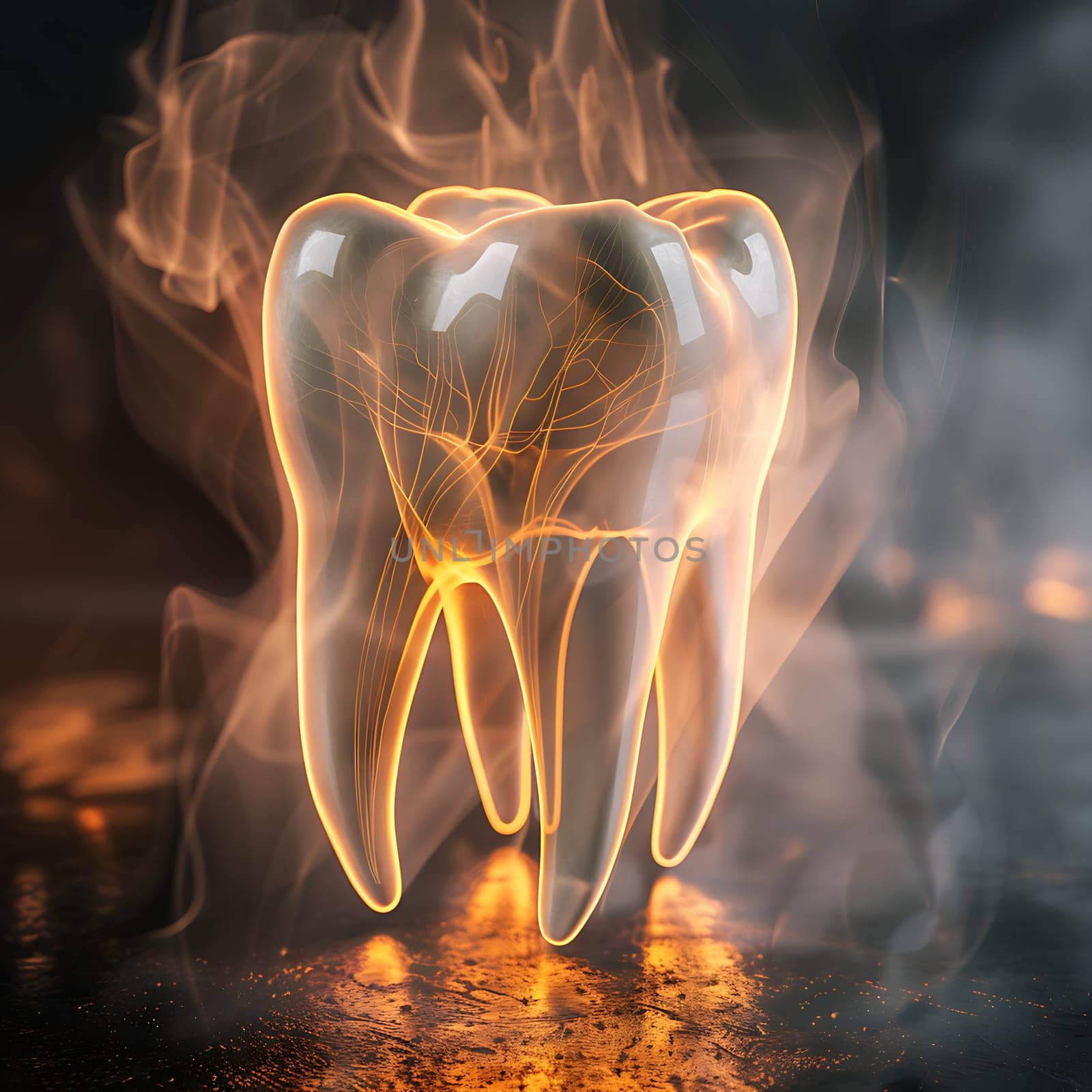 Symbolic image for dentist with a white plastic tooth generated by artificial intelligence