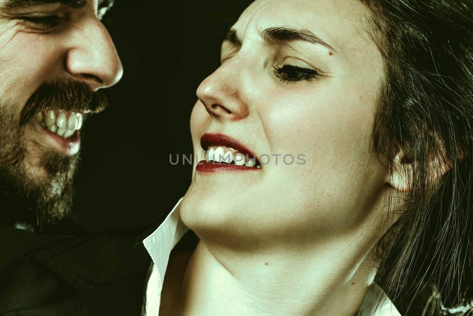 Dramatic depiction of a woman bothered or harassed by a man, highlighting the major issue of male dominance viewed as normal and unpunished
