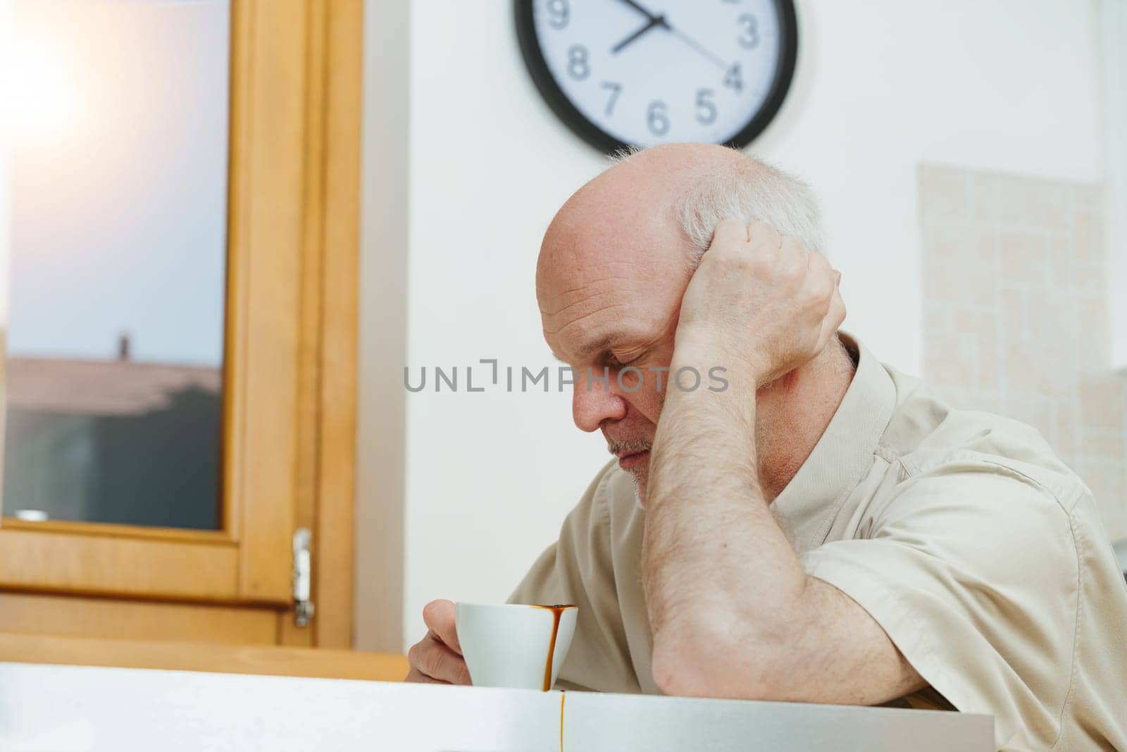 challenge of waking up tires an old man, attempting breakfast with coffee. Sleep issues jeopardize his work. As retirement age climbs, his earnings remain stagnant, demanding medical intervention for