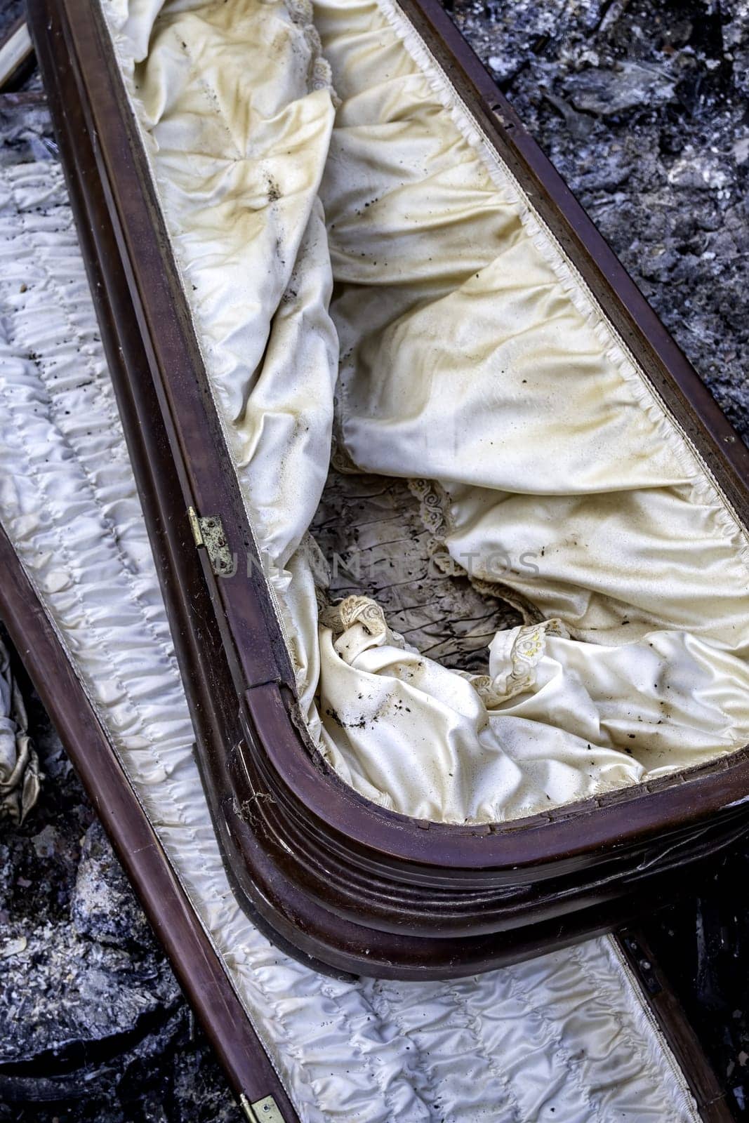 Detail of old abandoned coffin, death and cemetery