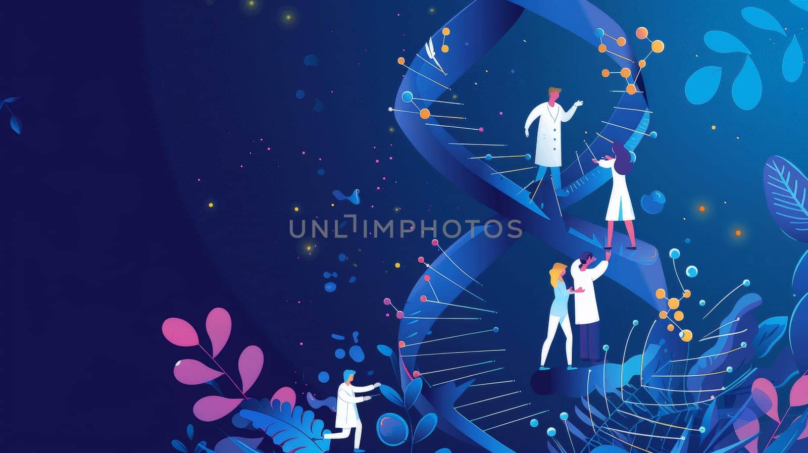 Witness the collaborative efforts of a team of scientists as they delve into the intricate world of DNA, symbolizing the boundless potential for advancements in human health. This compelling image captures the essence of innovation and exploration in the realm of genetics, offering a glimpse into the promising future of medical breakthroughs.