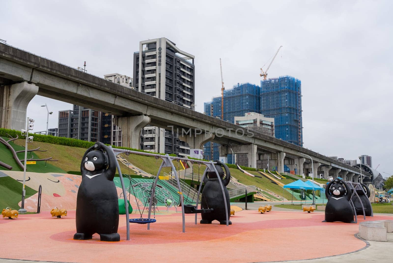 Taipei, Taiwan 01 December 2023: Children playground facility park in Taipei city