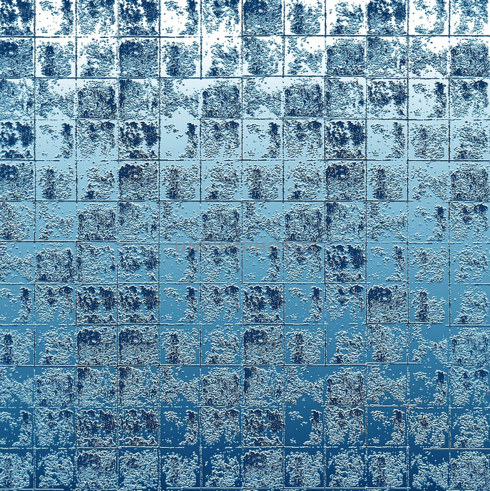 Abstract blue textured ice background in geometric grid close-up