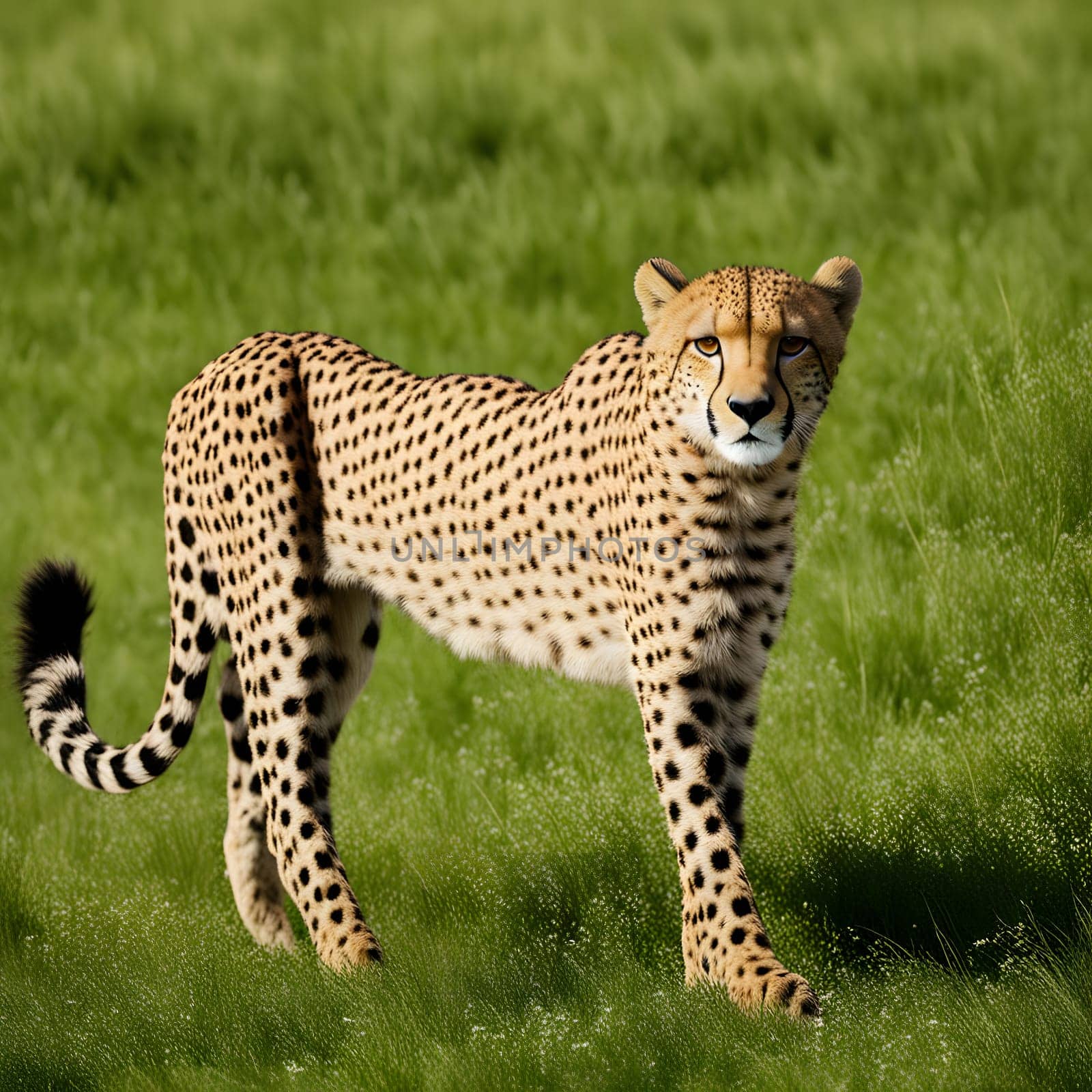 Cheetah lying in wait in the heat of the African savannah