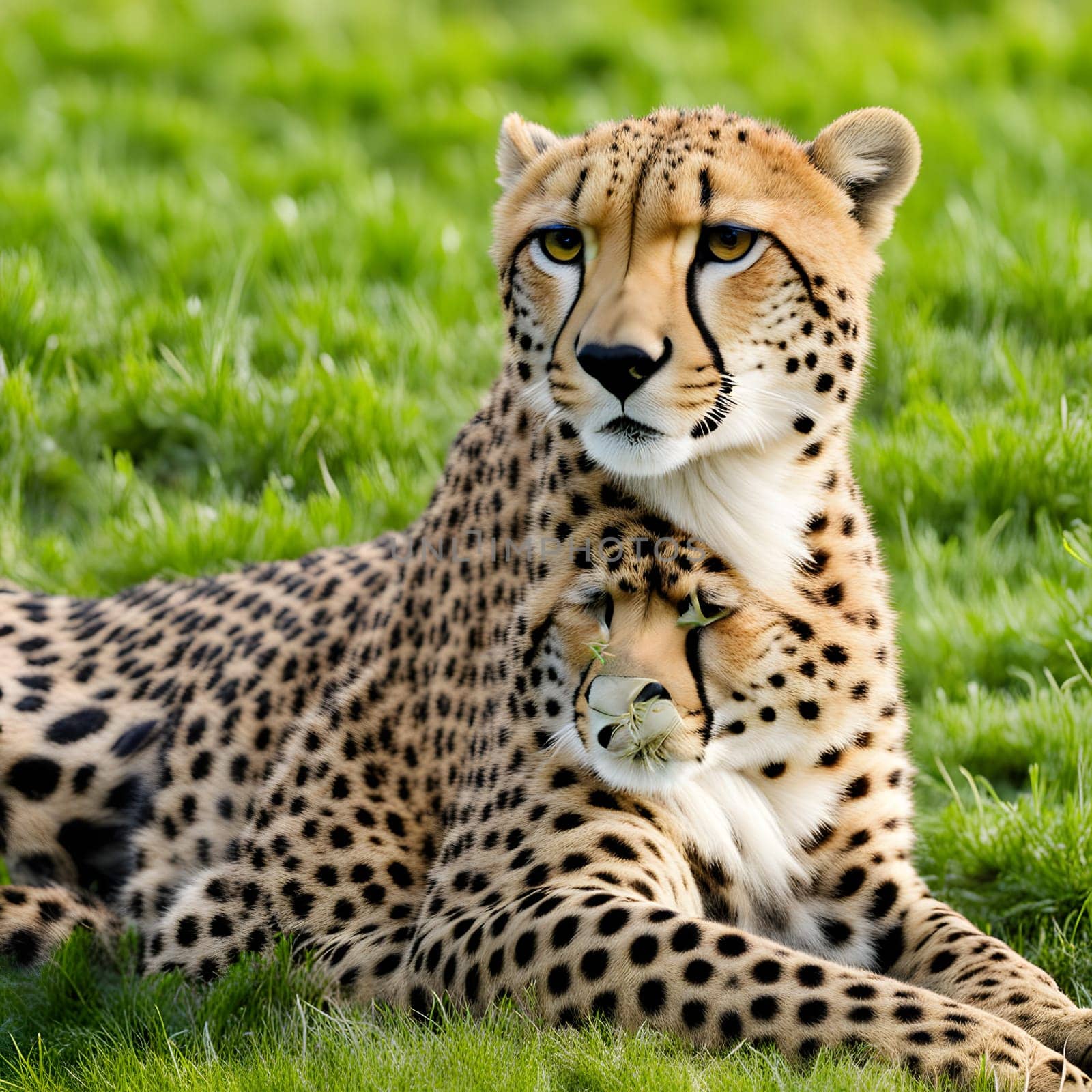 Cheetah lying in wait in the heat of the African savannah