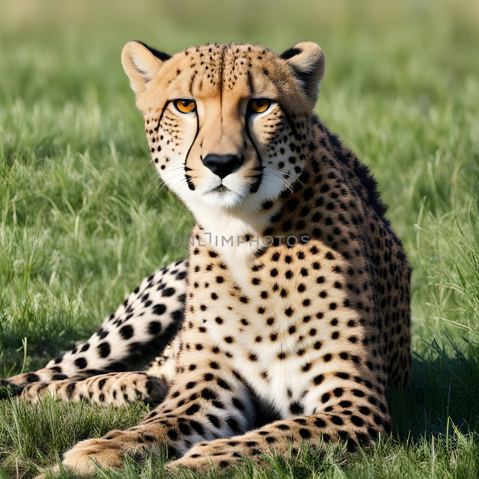 Cheetah lying in wait in the heat of the African savannah