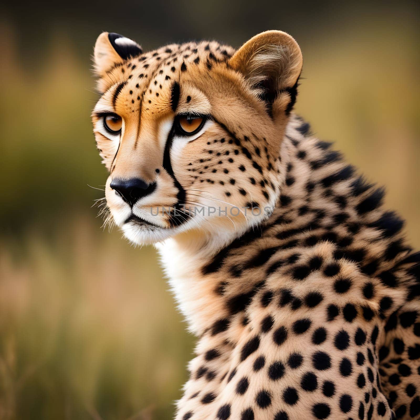 Cheetah lying in wait in the heat of the African savannah