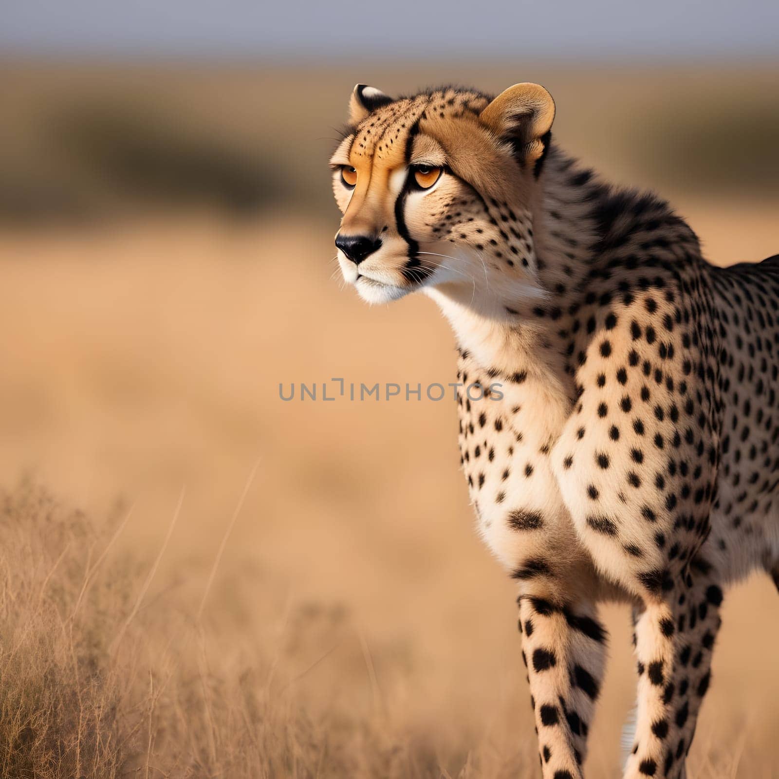 Cheetah lying in wait in the heat of the African savannah