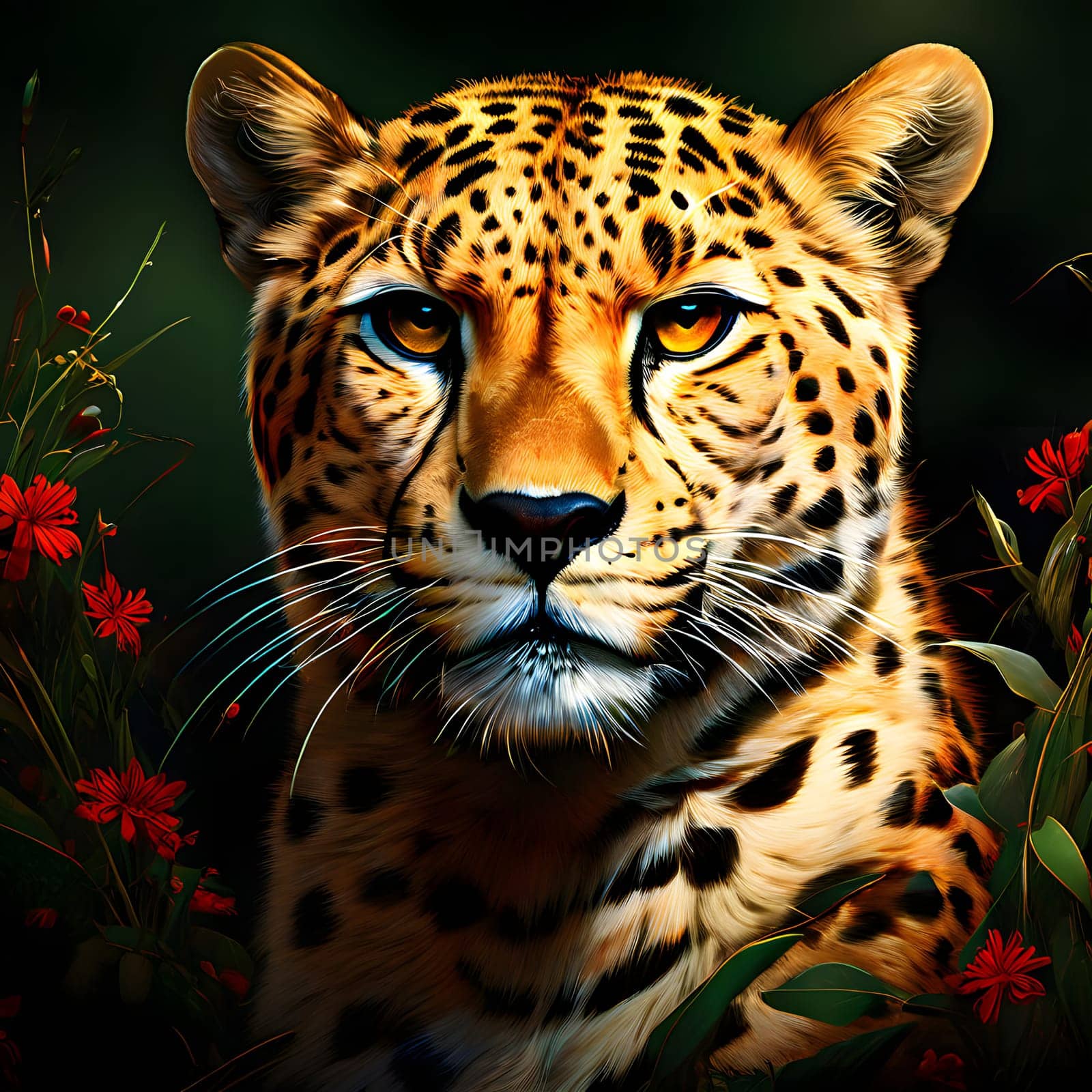 Cheetah lying in wait in the heat of the African savannah