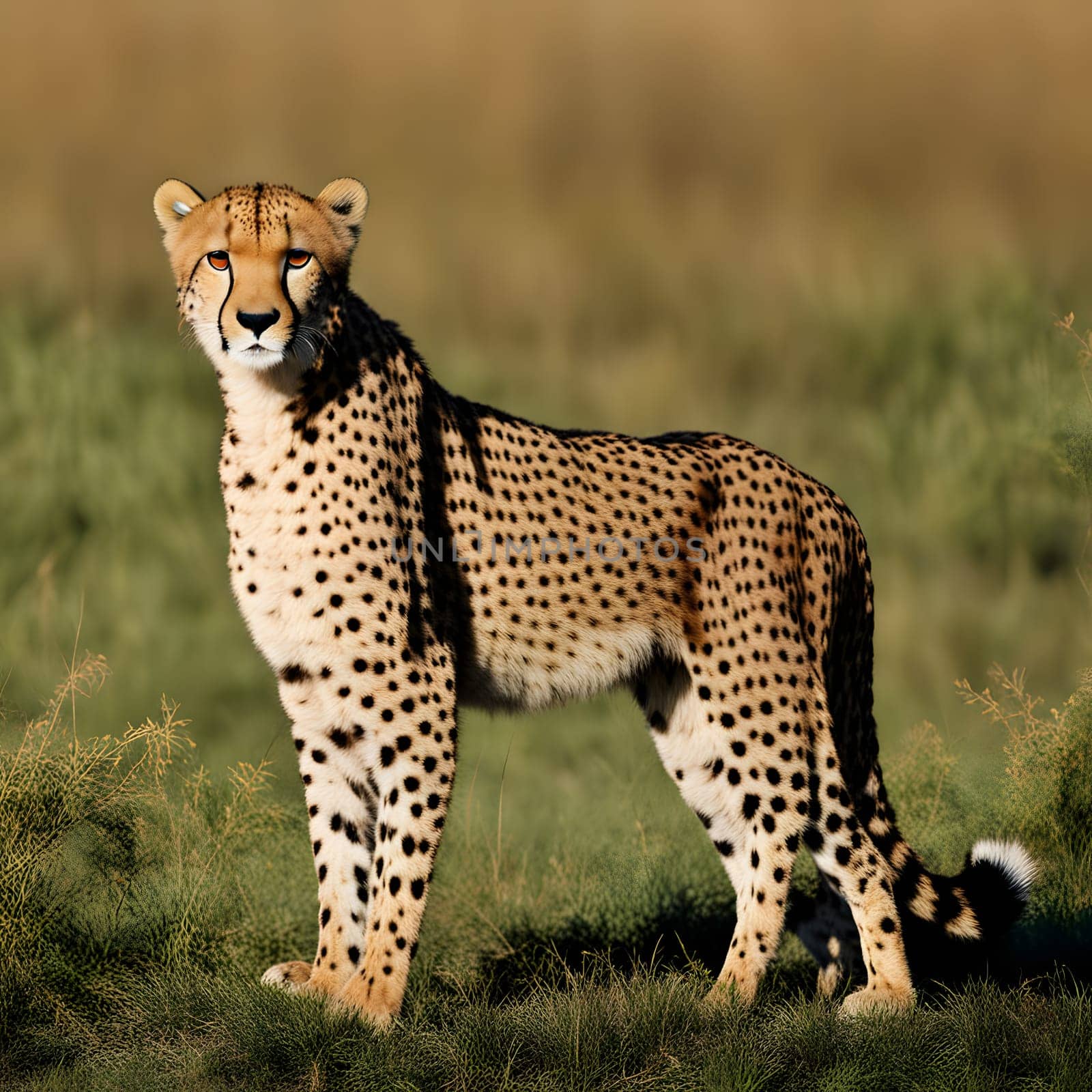 Cheetah lying in wait in the heat of the African savannah