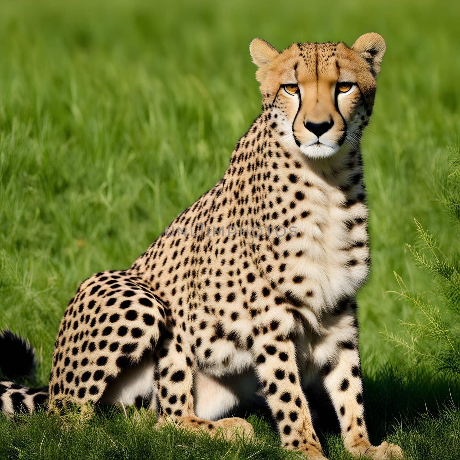 Cheetah lying in wait in the heat of the African savannah
