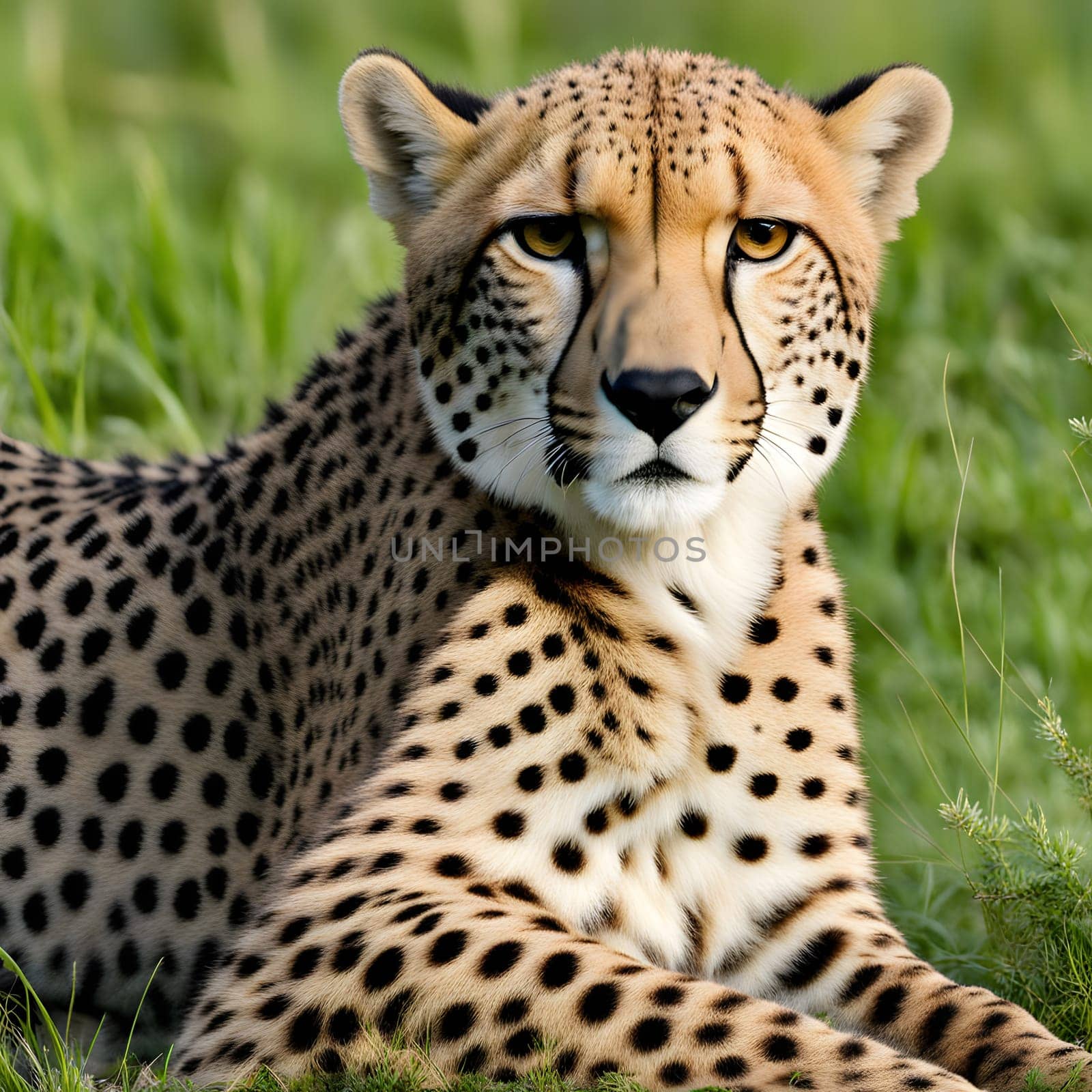 Cheetah lying in wait in the heat of the African savannah