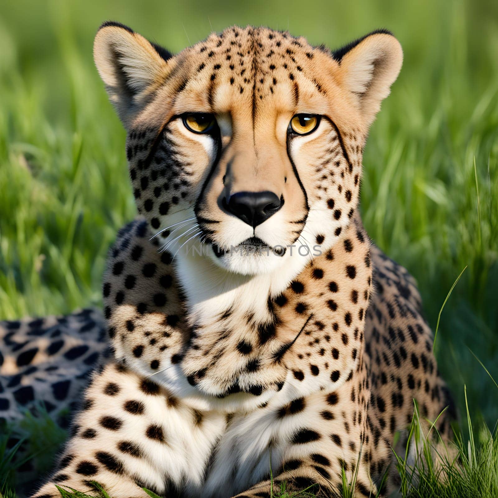 Cheetah lying in wait in the heat of the African savannah