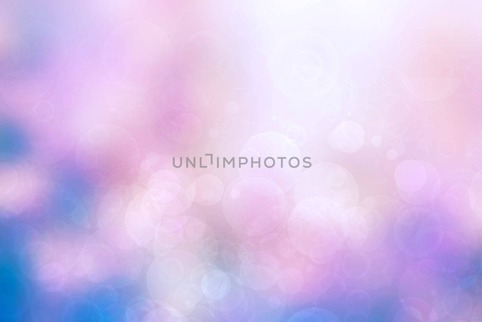 Abstract blurred fresh vivid spring summer light delicate pastel blue pink white bokeh background texture with bright circular soft color lights. Beautiful backdrop illustration.
