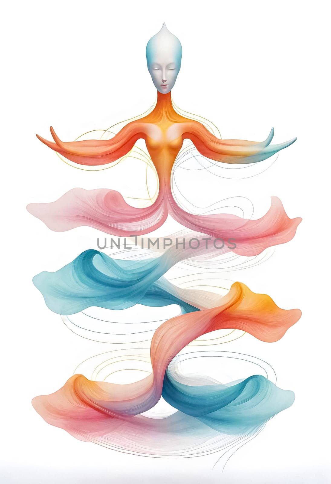 AI generated of a woman with a colorful dress is standing in front of a colorful wave