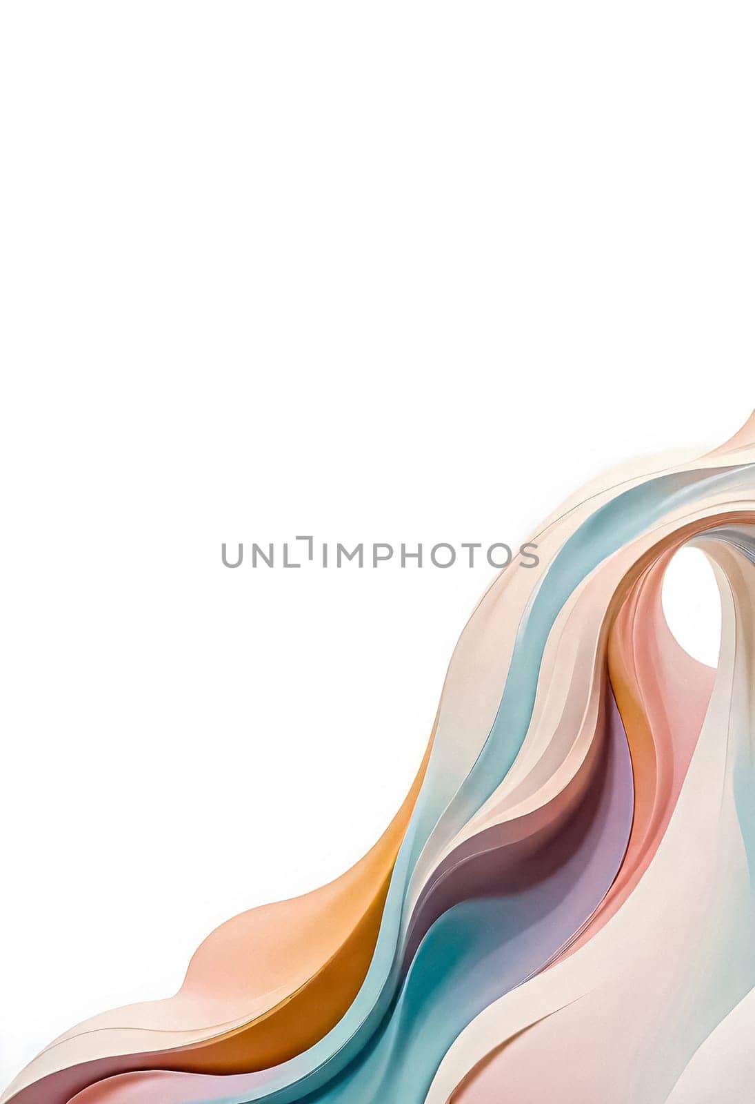 AI generated of a wave of colorful paper waves on a white background